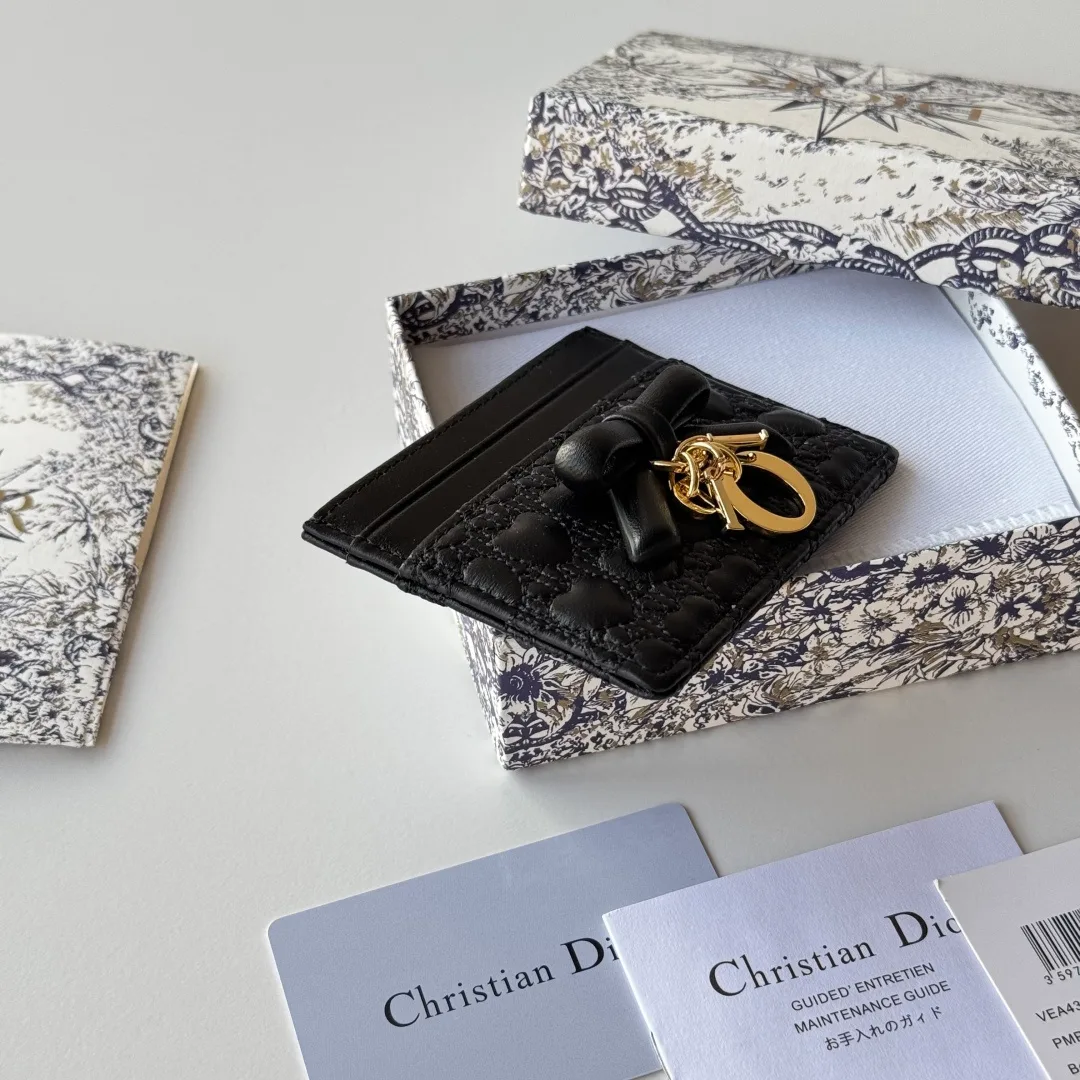 Dior Lambskin Bow Cardholder in Black · view 6