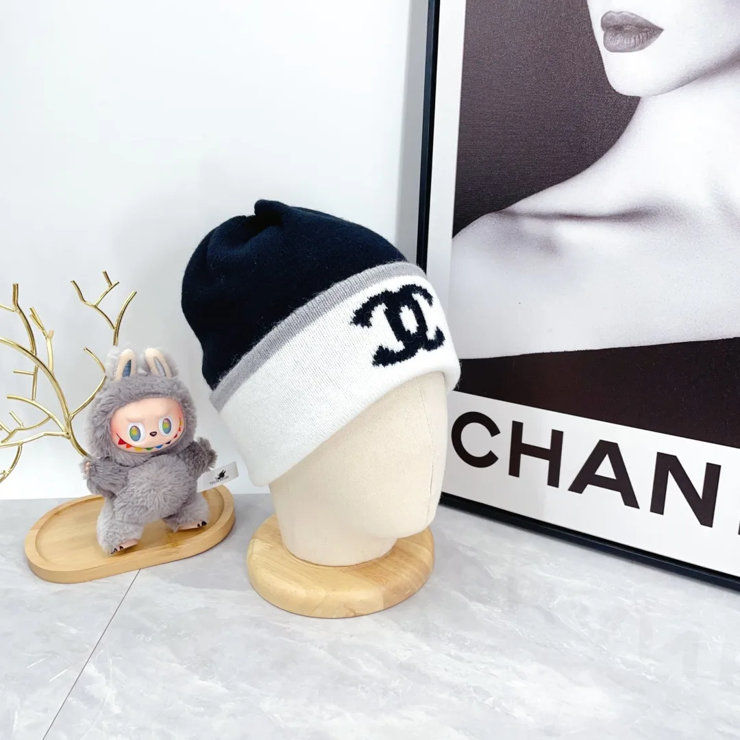 Chanel Striped Beanie in Black · view 3