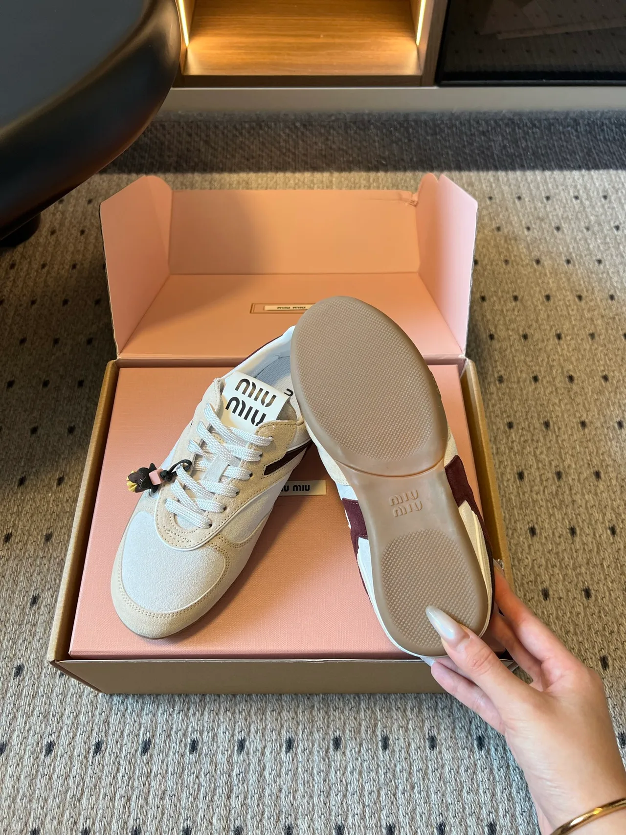 Miu Miu Low-Top Sneakers in Cream · view 6