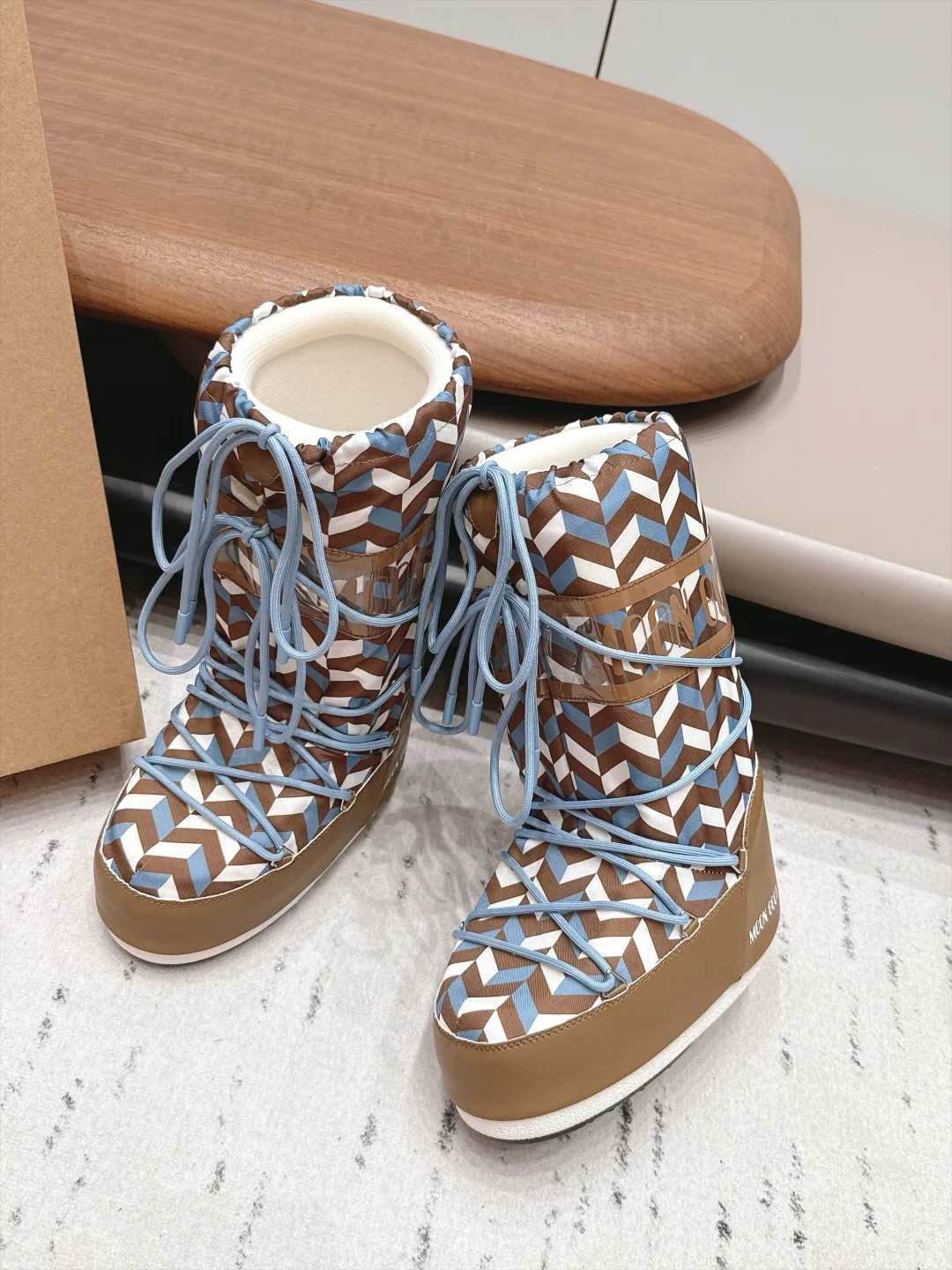 Moon Boot Woven Chevron Snow Boots in Brown · view 3