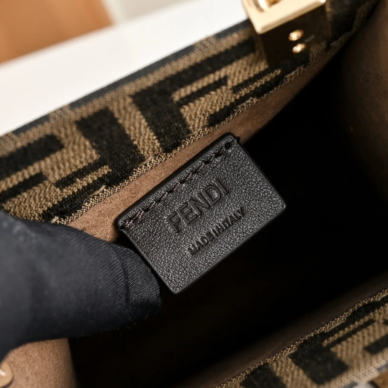 Fendi Mini FF Monogram Top-Handle Tote in Brown · view 7