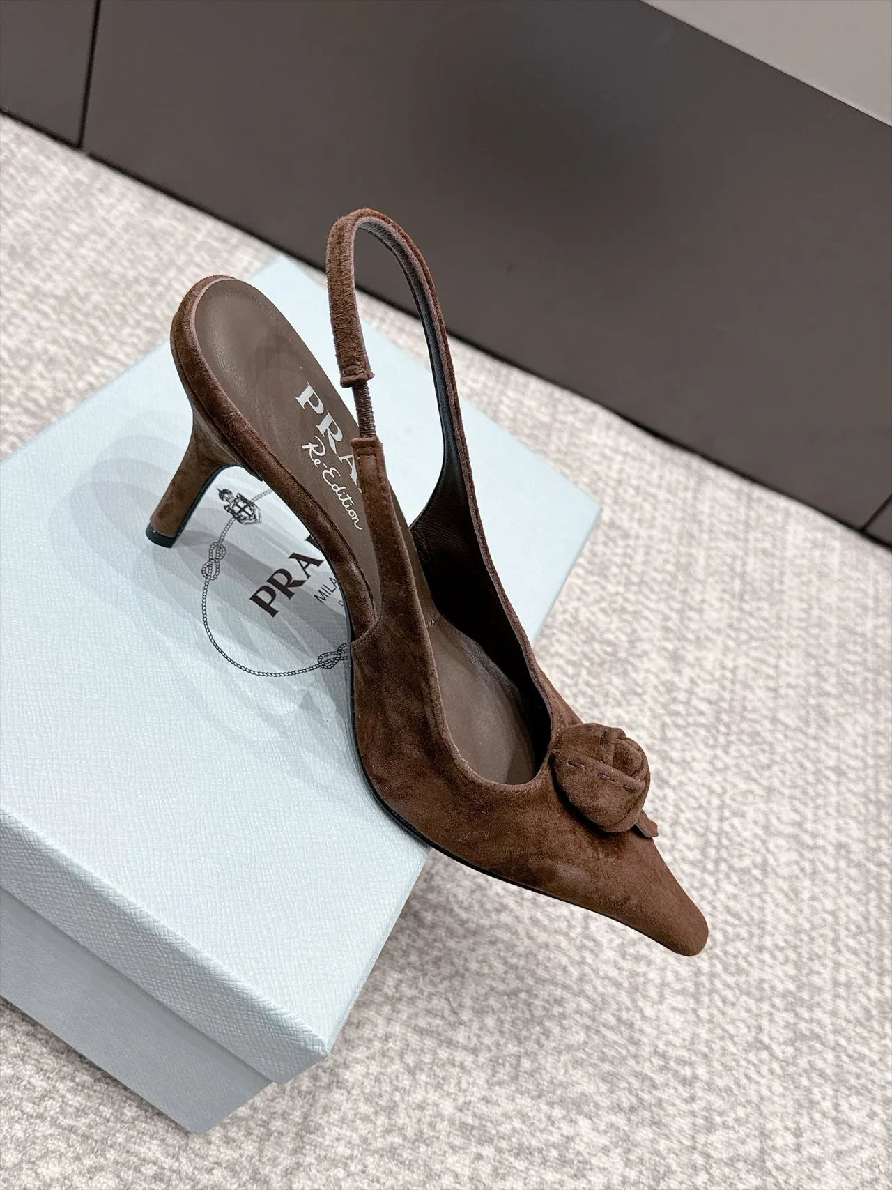 Prada Bow Slingback Pumps in Brown · view 5