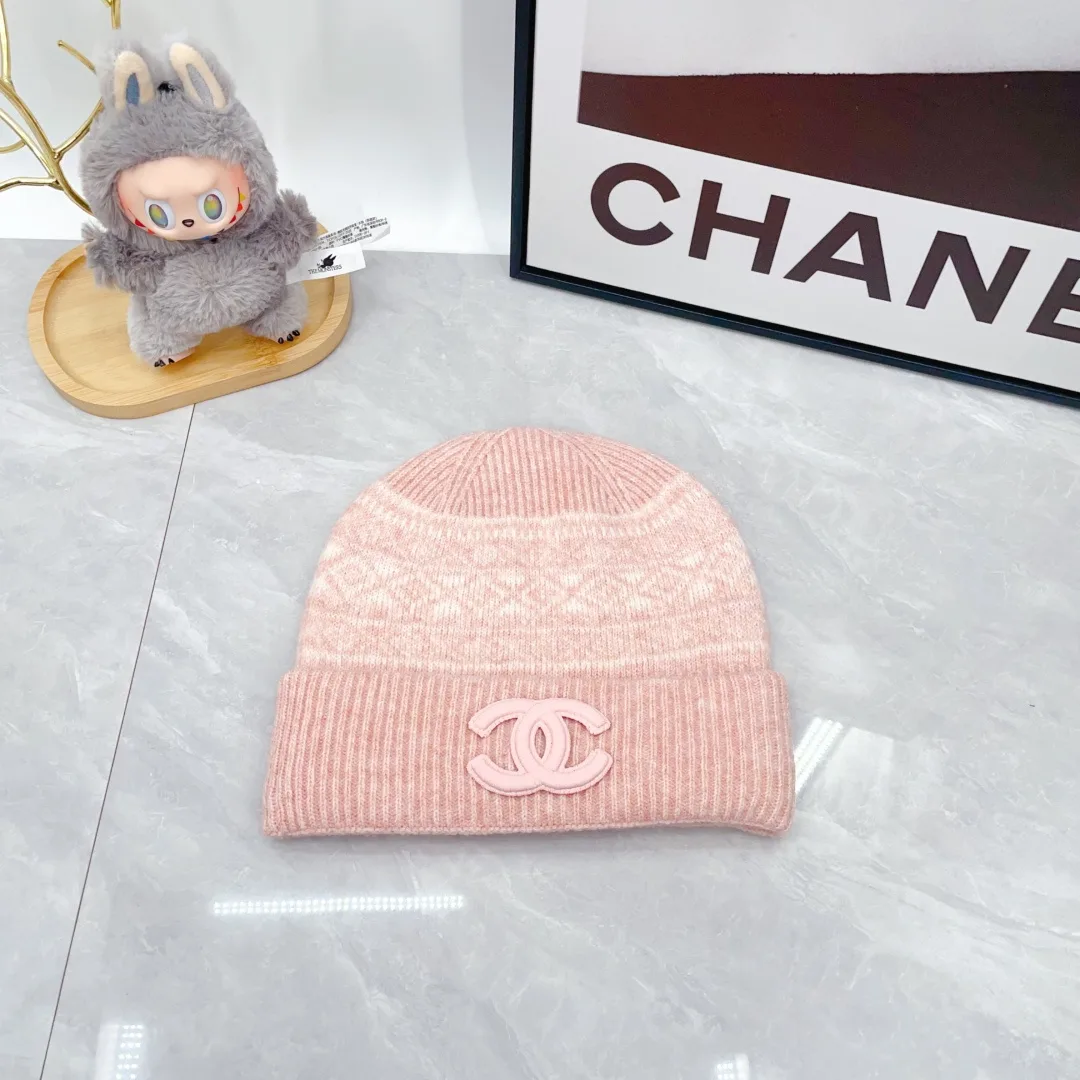 Chanel Wool Embroidered Hat Scarf and Gloves Set in Pink · view 5