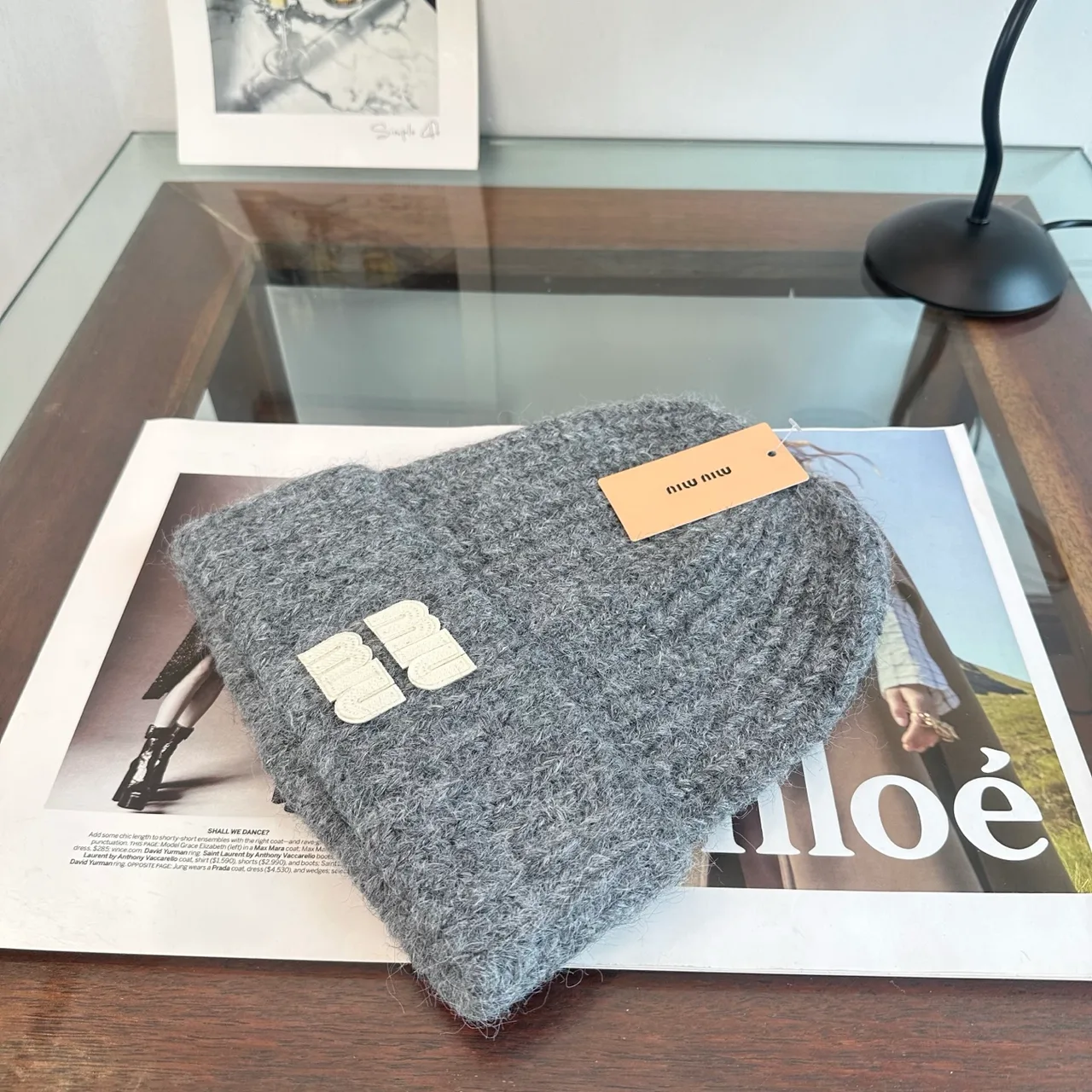 Miu Miu Beanie in Grey & Beige · view 5