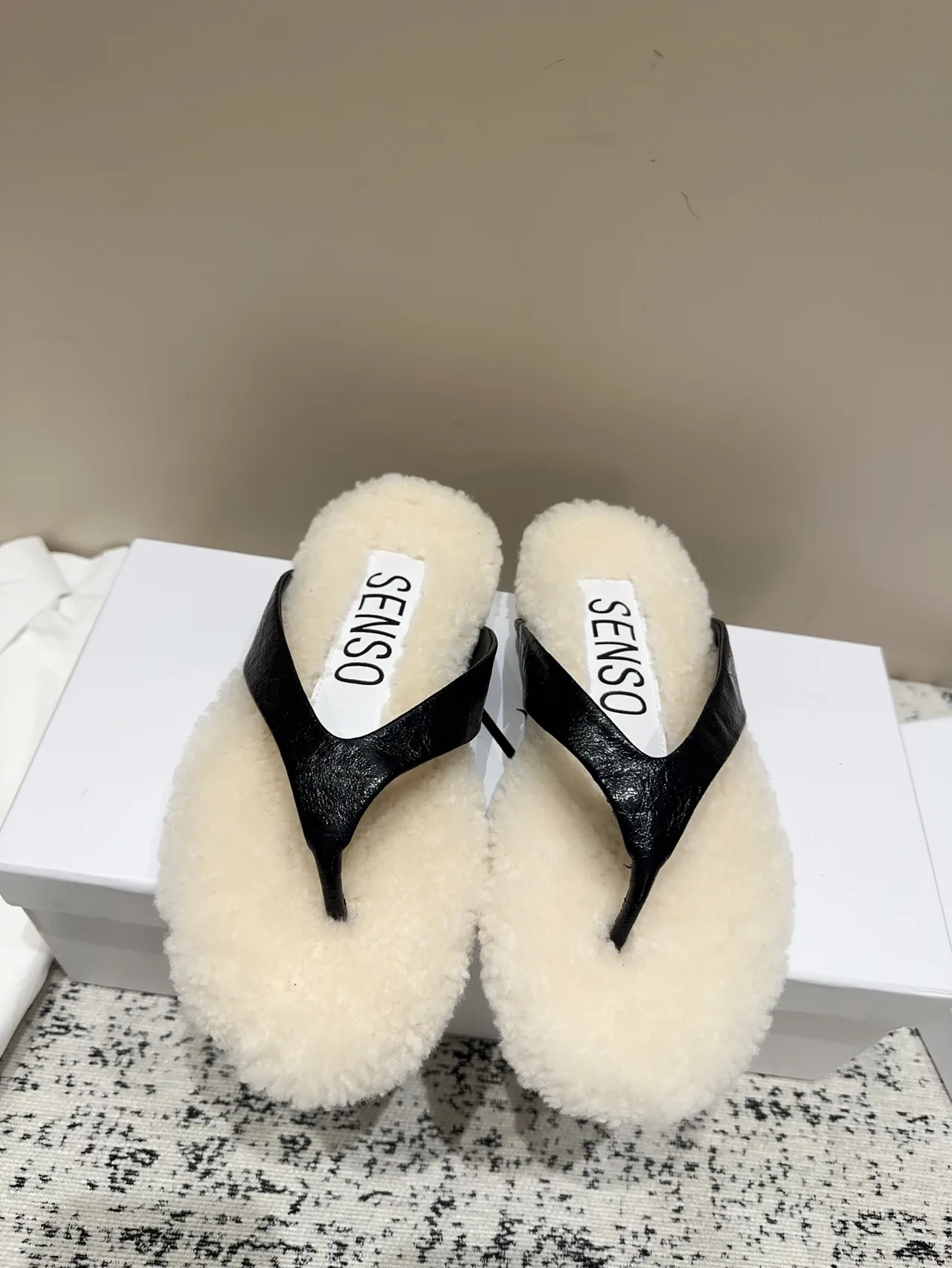 Senso Fur Flip-Flops in White · view 1