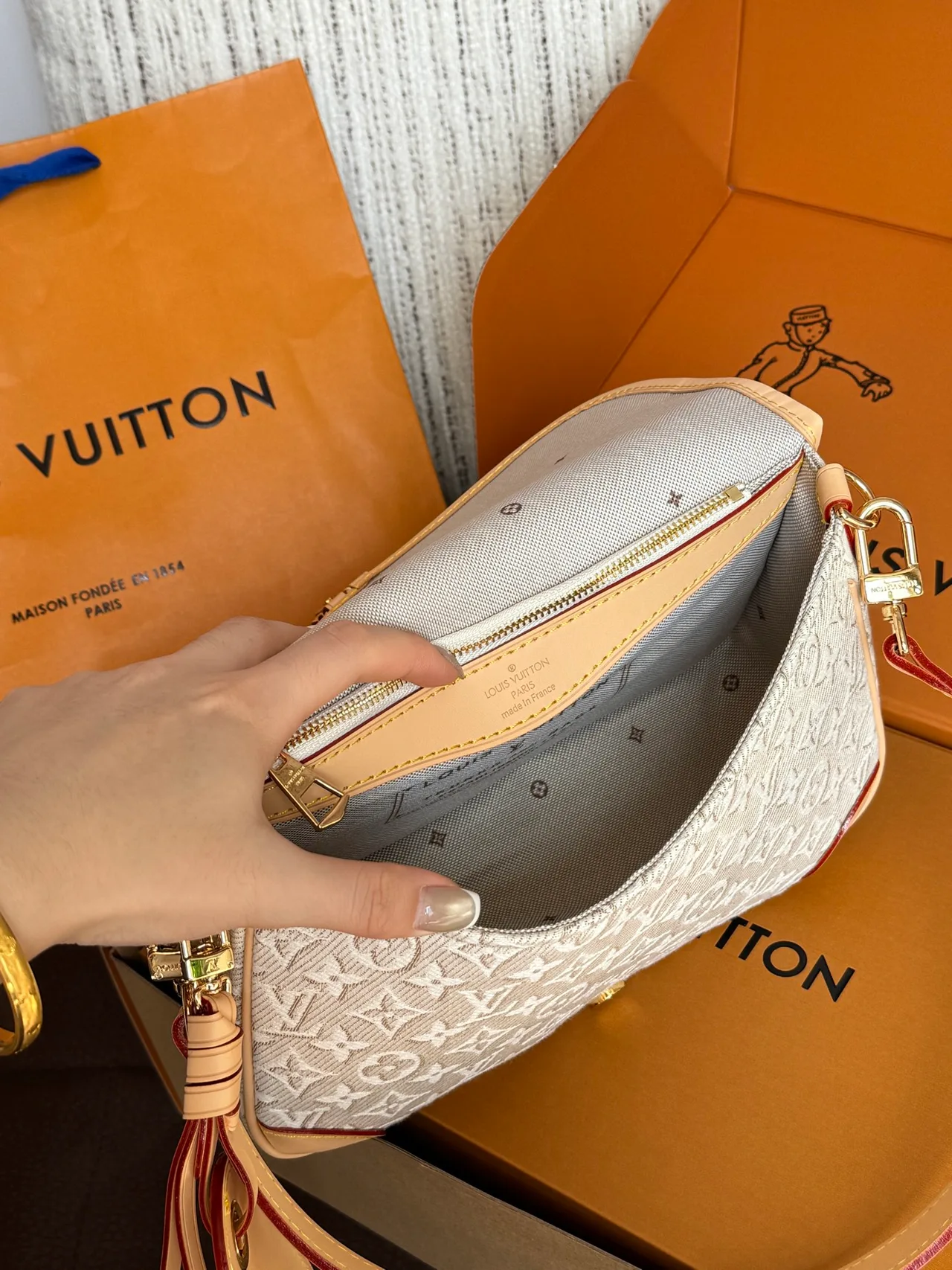 Louis Vuitton Denim Baguette Crossbody Bag in Grey · view 8