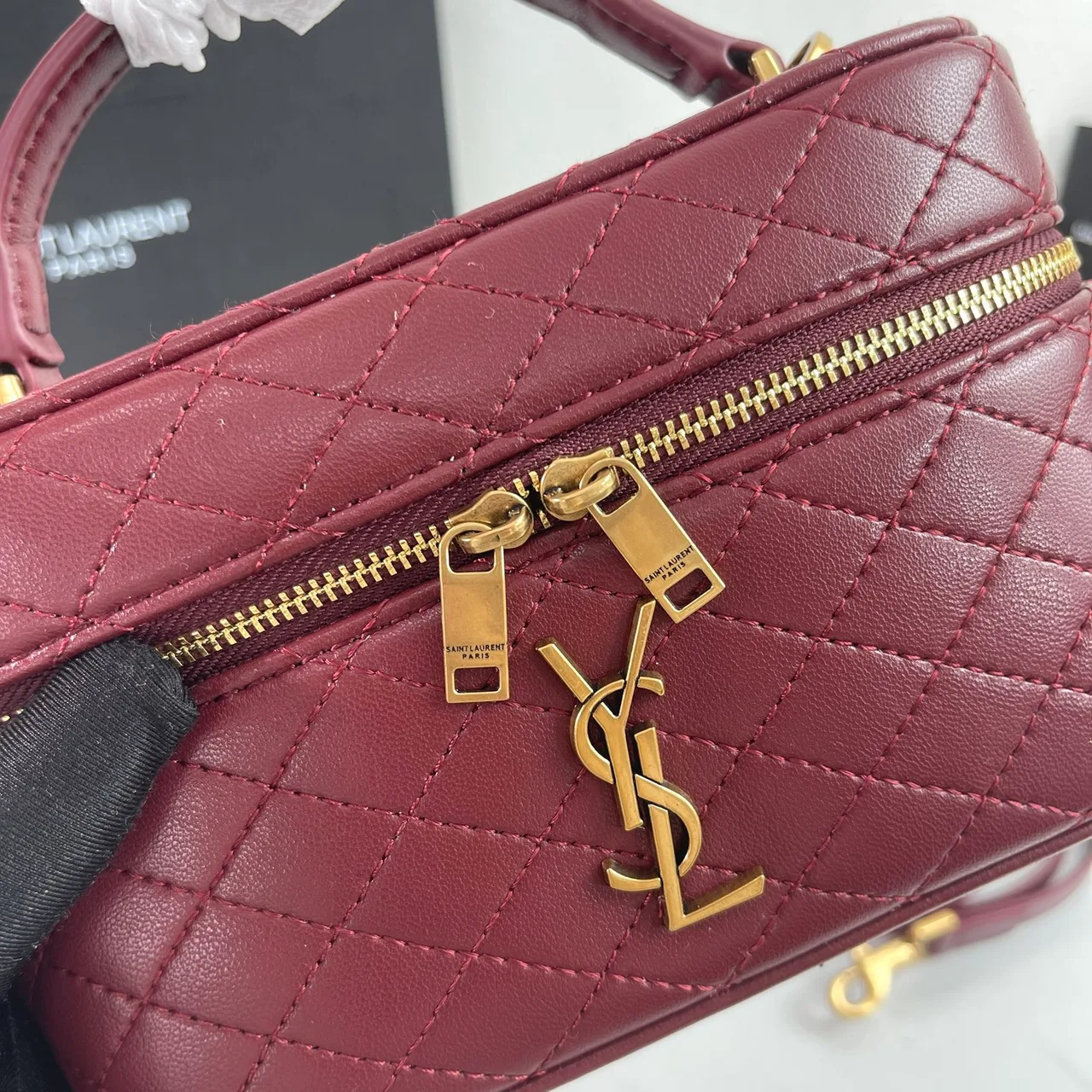 Saint Laurent Quilted Crossbody Bag in Burgundy · view 7