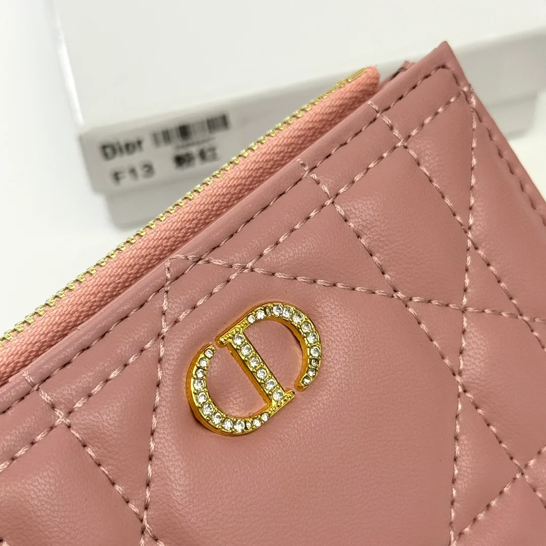 Dior Lambskin Quilted Wallet in Pink · view 5