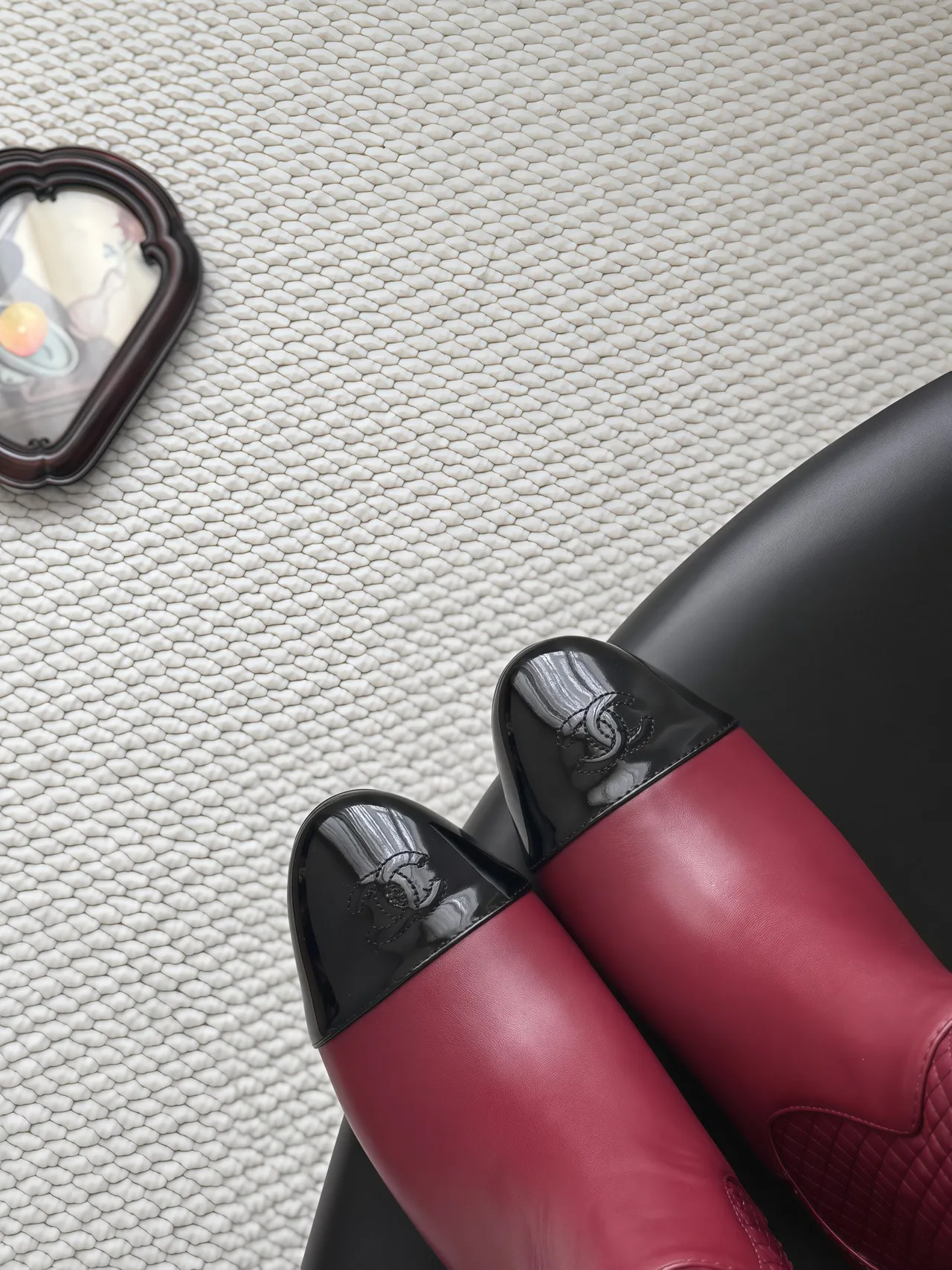 Chanel Cowhide Boots in Burgundy · view 7