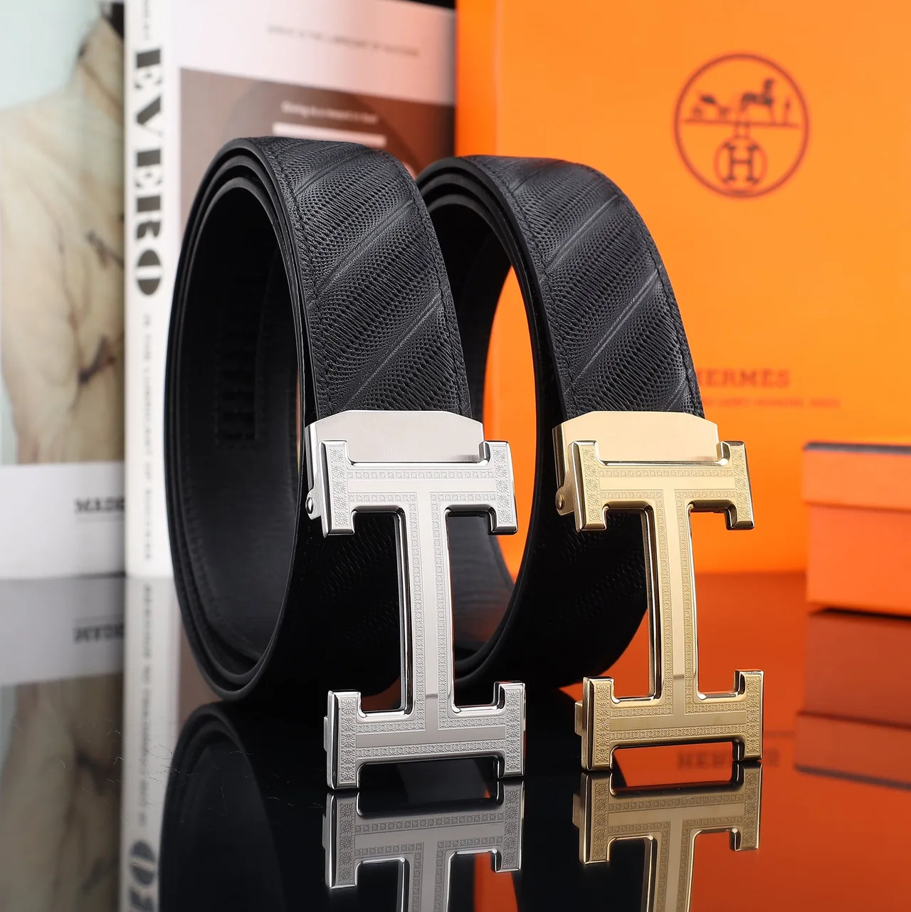 Hermes H Automatic Belt in Black · view 8