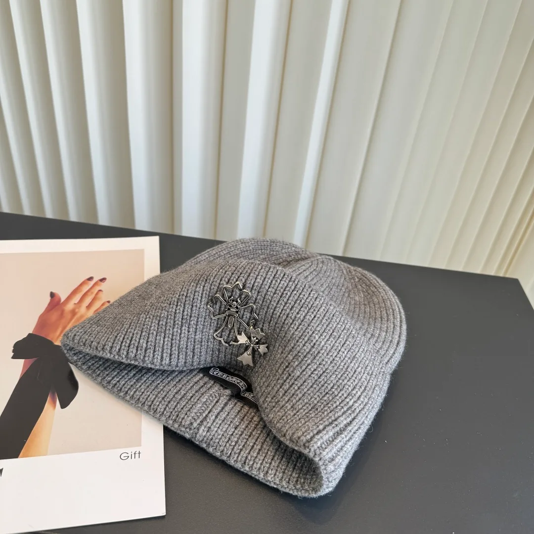 Chrome Hearts Ribbed Beanie in Grey · view 8