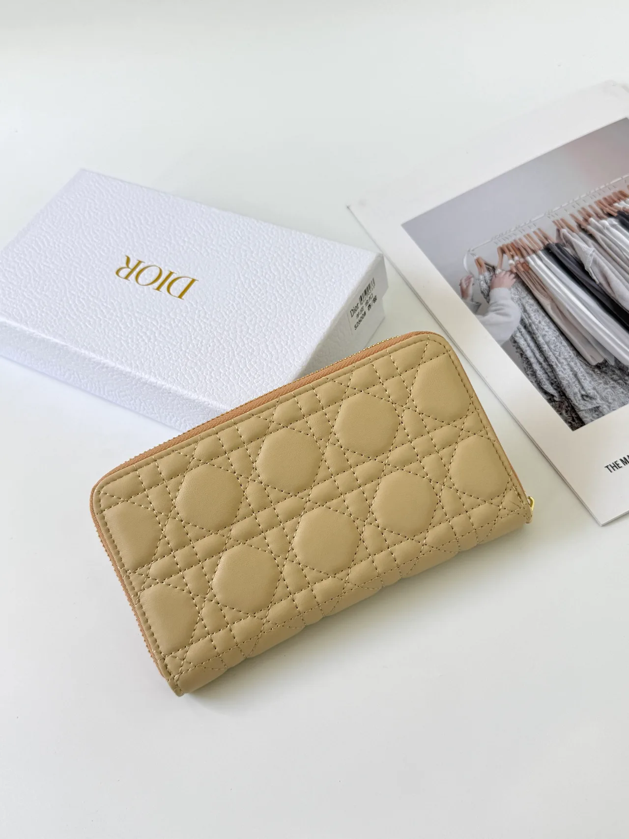 Dior Lambskin Quilted Wallet in Beige · view 2