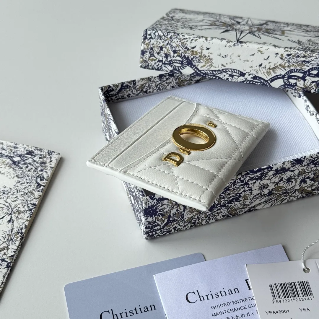 Dior Lambskin Quilted Cardholder in White · view 6