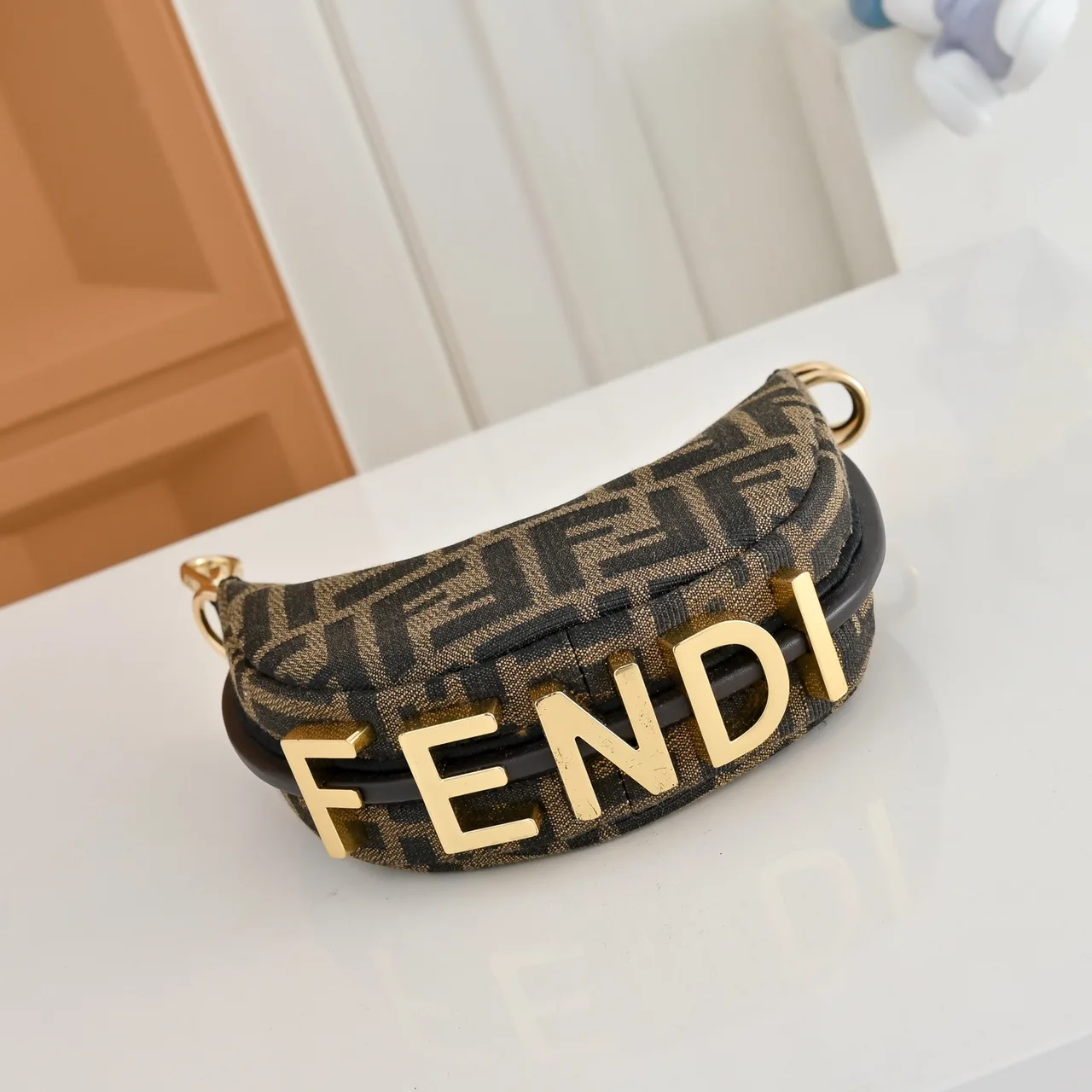 Fendi Embroidered Hobo Bag in Brown · view 4