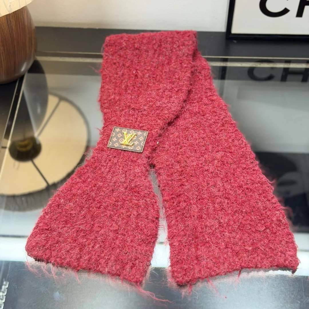 Louis Vuitton Wool Hat Scarf and Gloves Set in Red · view 3