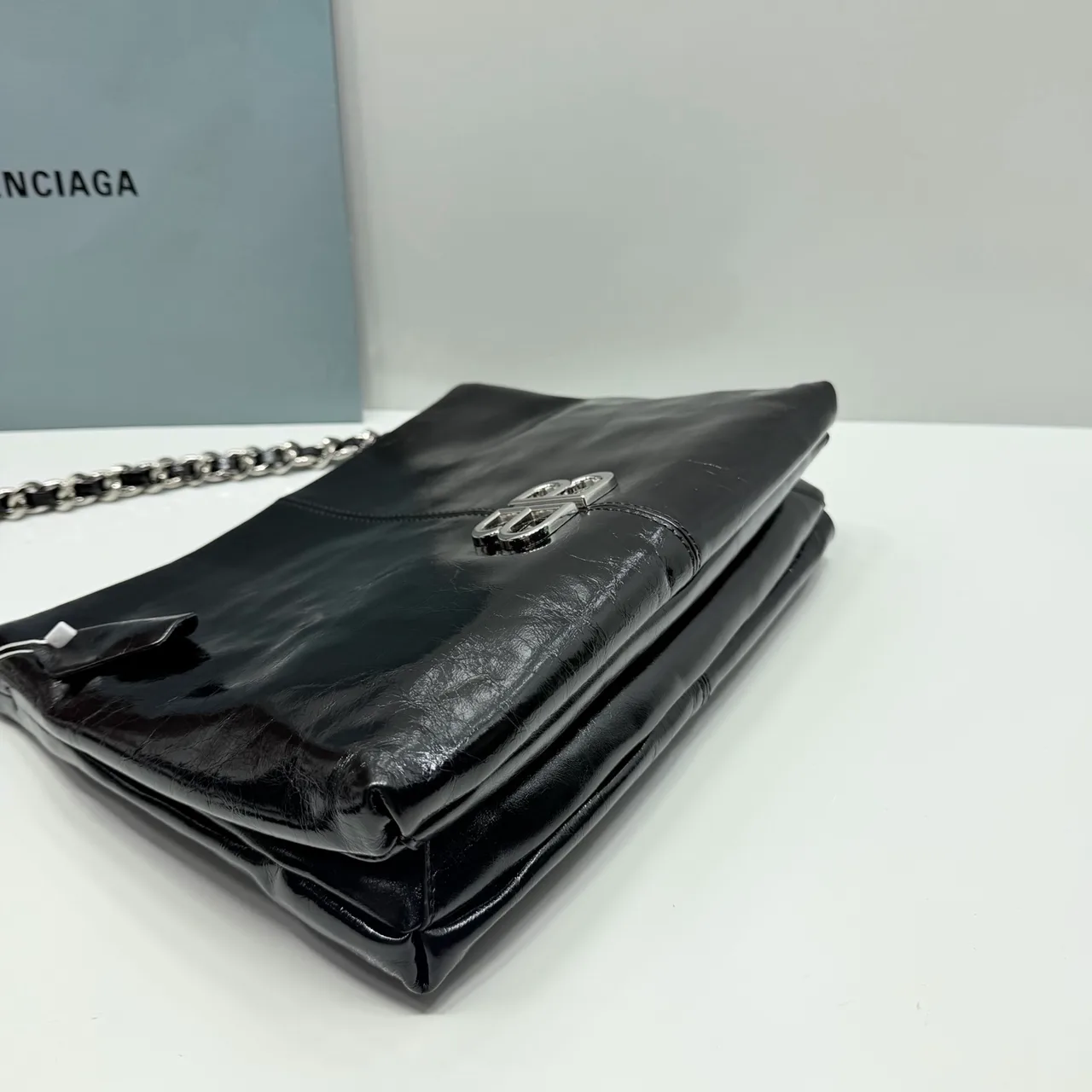 Balenciaga Cowhide Glossy Tote in Black · view 6