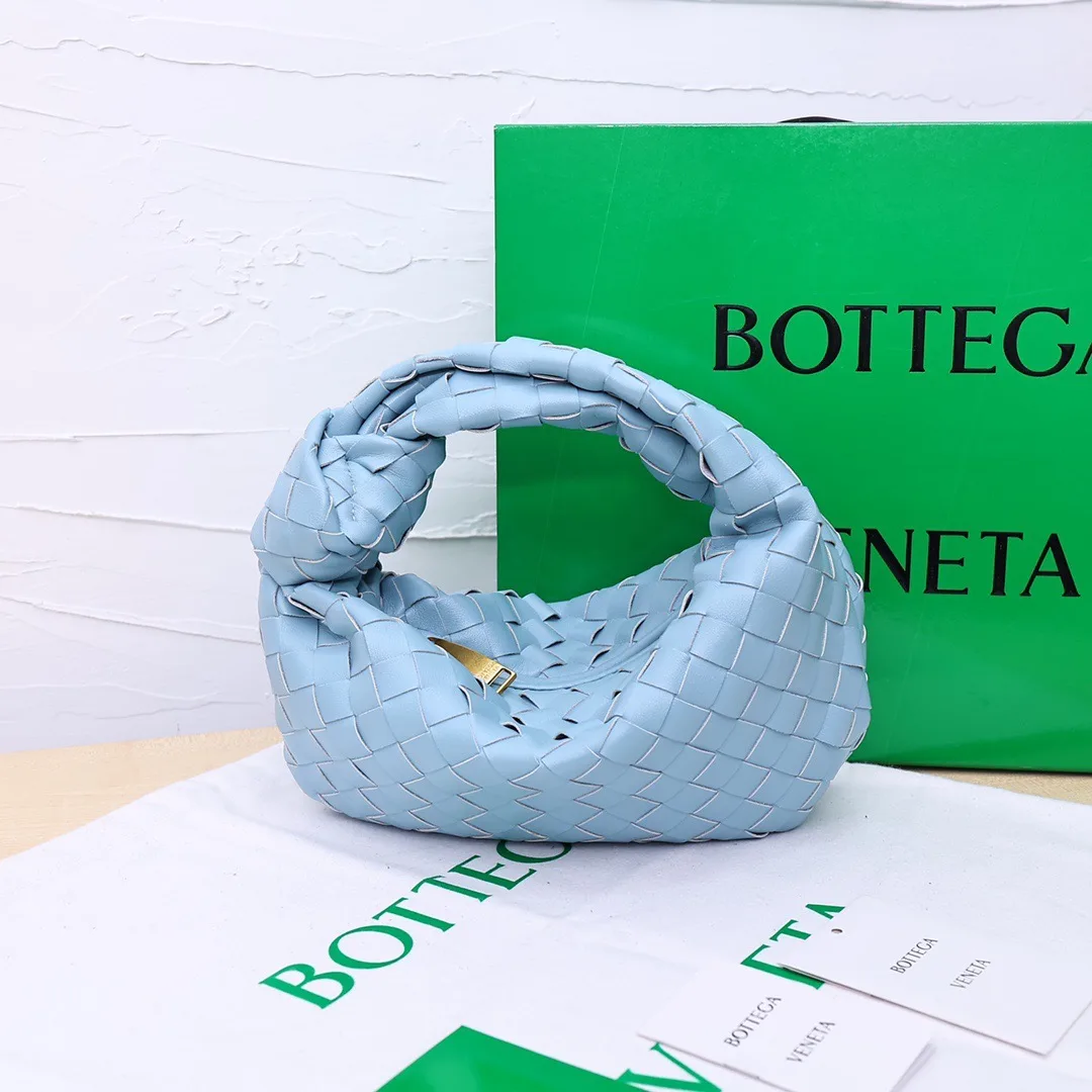 Bottega Veneta Sheepskin Woven Glossy Hobo Bag in Blue · view 1