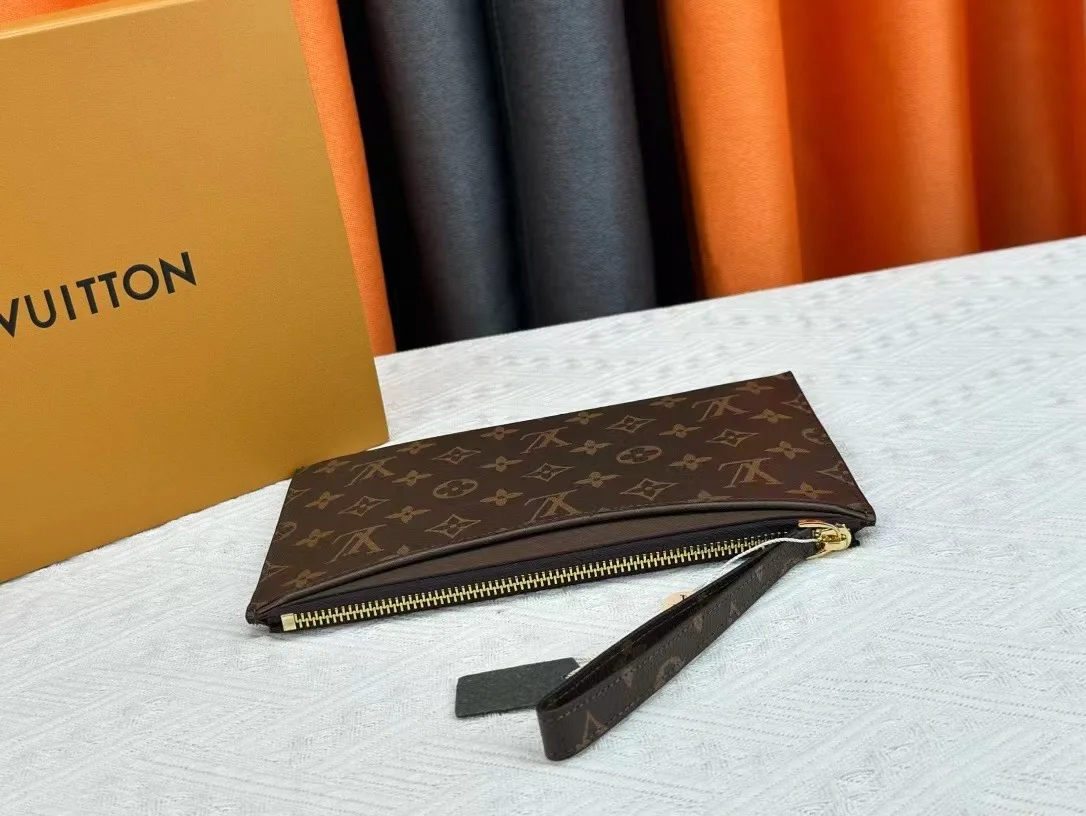 Louis Vuitton Calfskin Wristlet Pouch in Brown · view 5