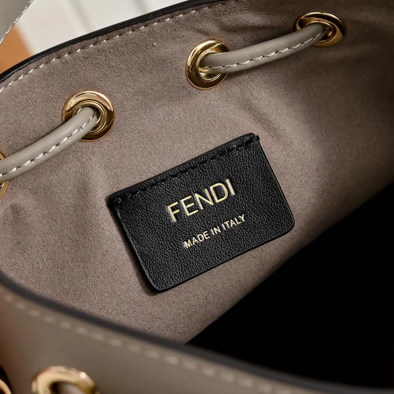 Fendi FF Drawstring Bucket Bag in Beige · view 8