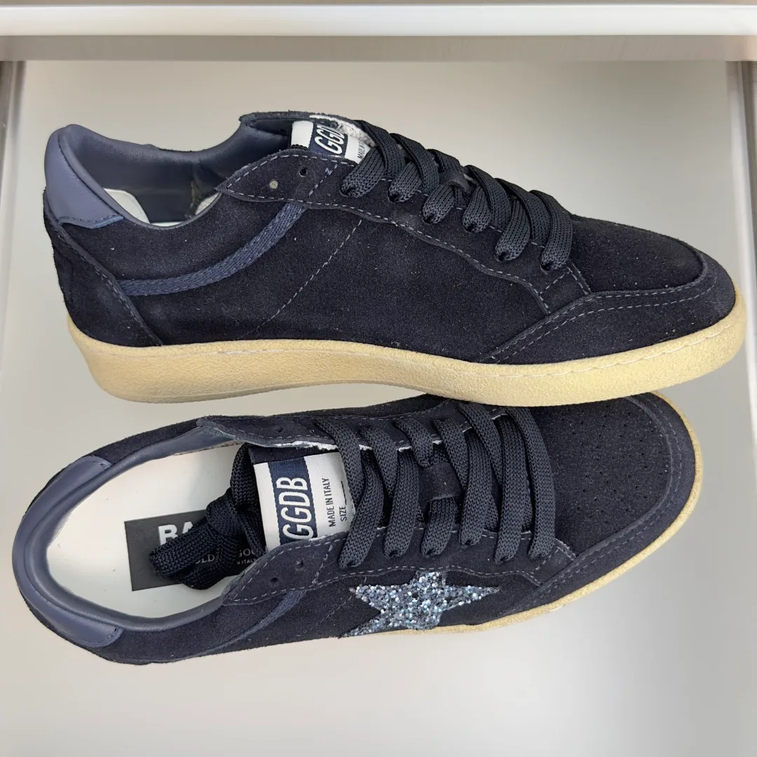 Golden Goose Cowhide Suede-Look Ball Star Sneakers in Blue · view 5