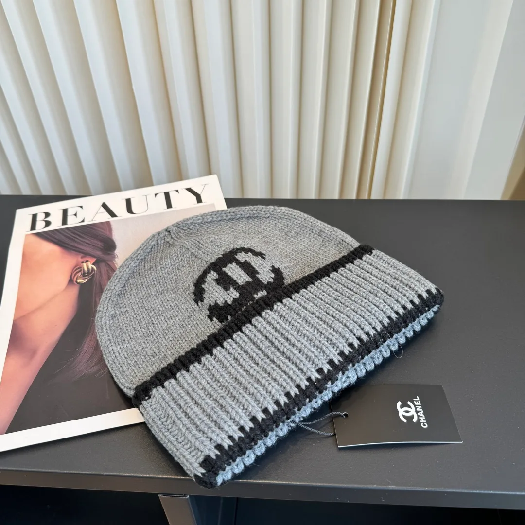 Chanel Ribbed Beanie in Grey · view 4