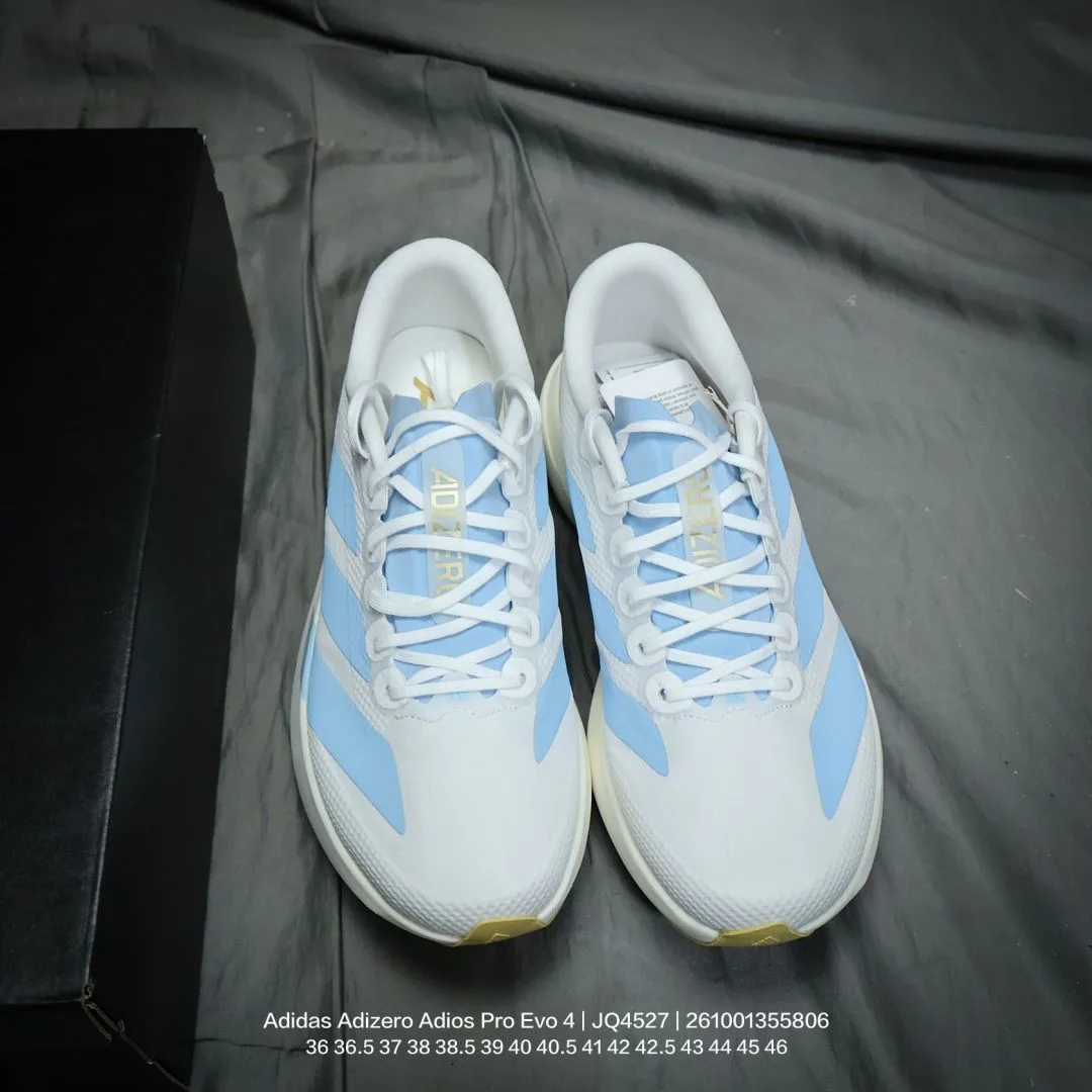 Adidas Striped Adizero Adios Pro Evo 4 Sneakers in White · view 4