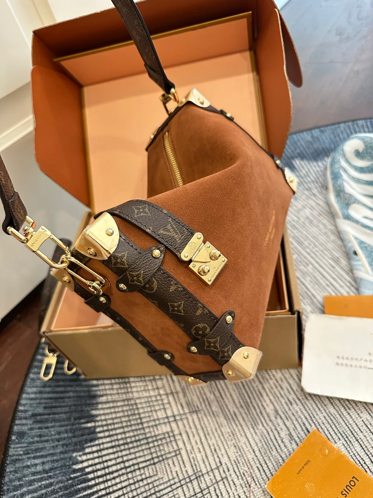 Louis Vuitton Suede Handbag in Brown · view 7