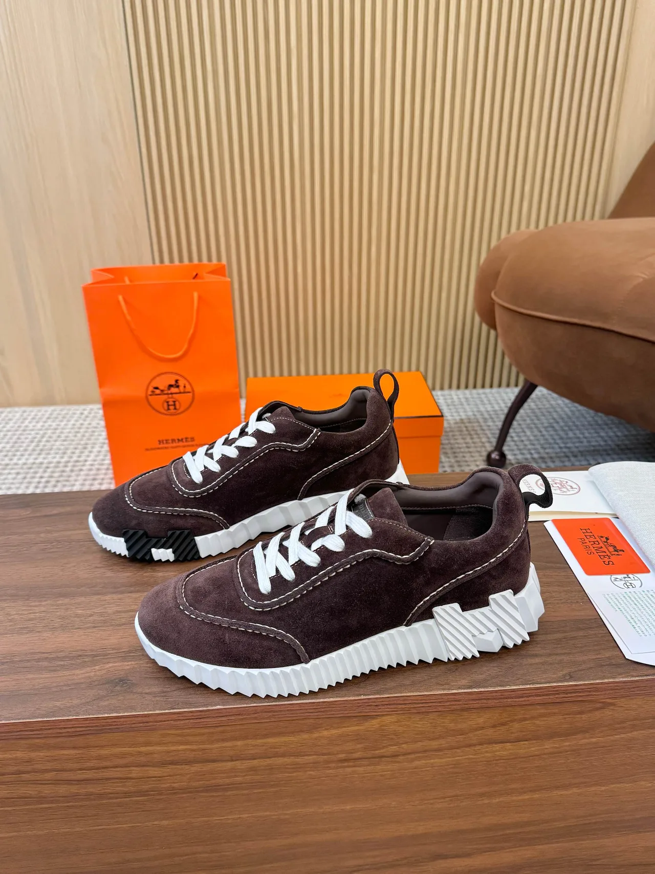 Hermes Sneakers in Brown · view 3