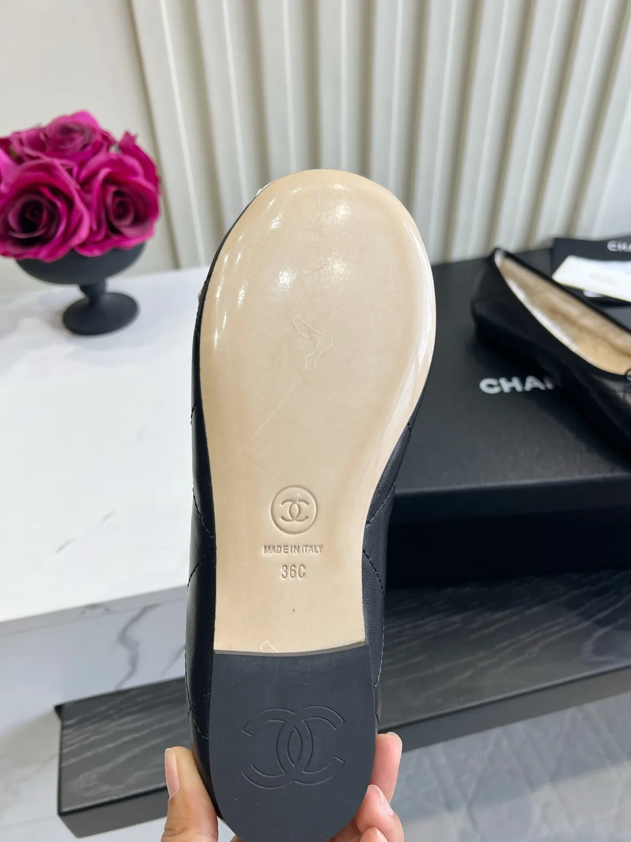 Chanel Sheepskin Quilted Flats in Black · view 6
