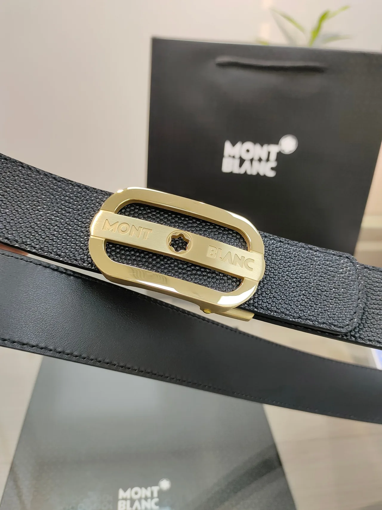 Montblanc Calfskin Belt in Black · view 5