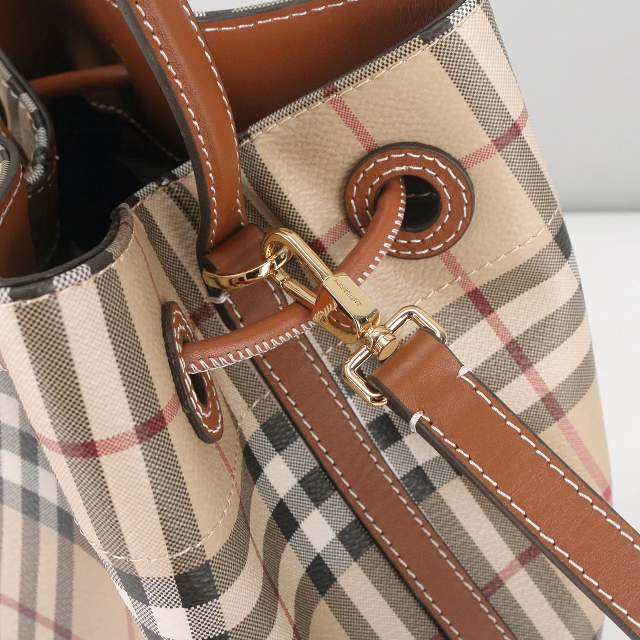 Burberry Check Bucket Bag in Beige · view 7