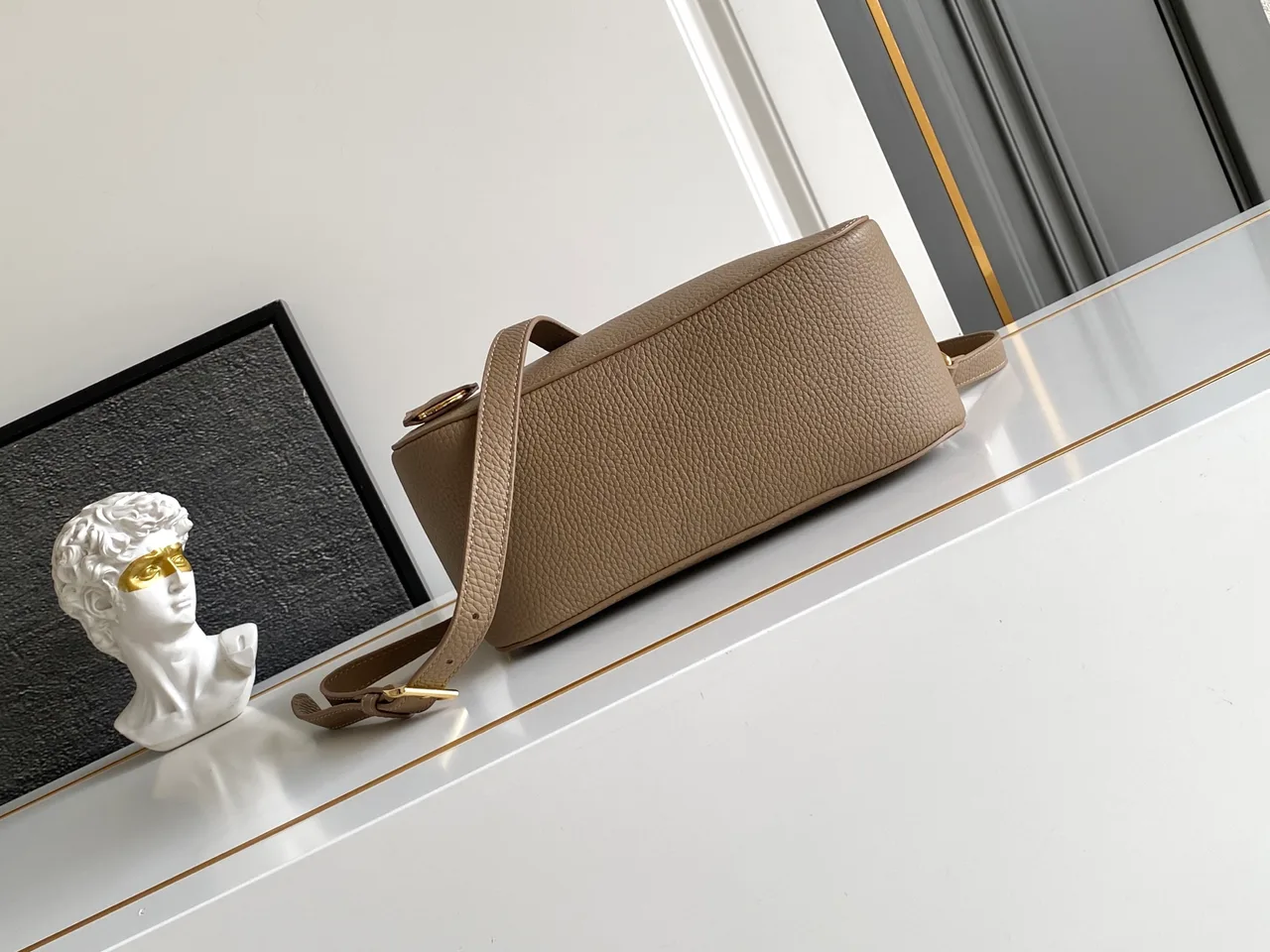 Prada Calfskin Zip Shoulder Bag in Grey · view 4