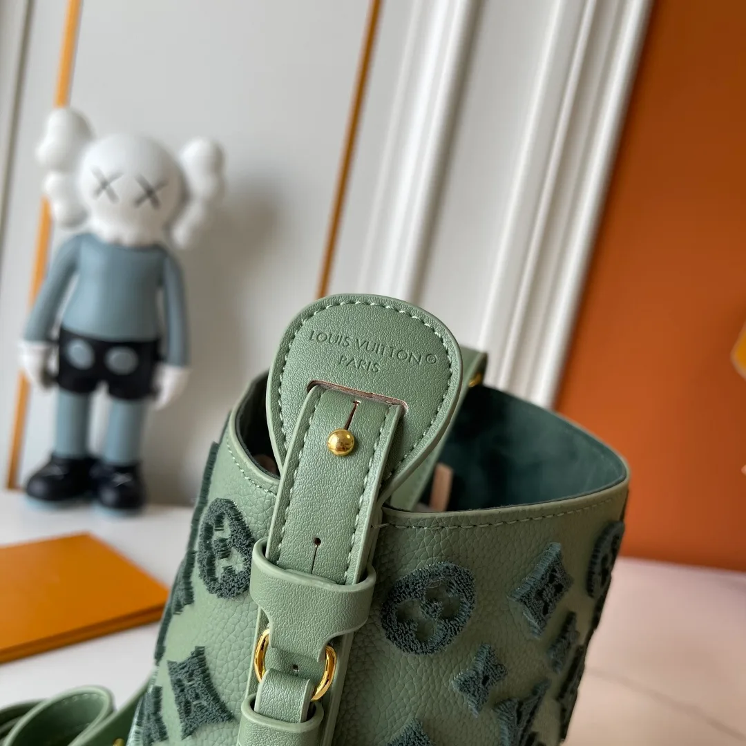 Louis Vuitton Cowhide All In BB bucket with pictured accessories in Green · view 6