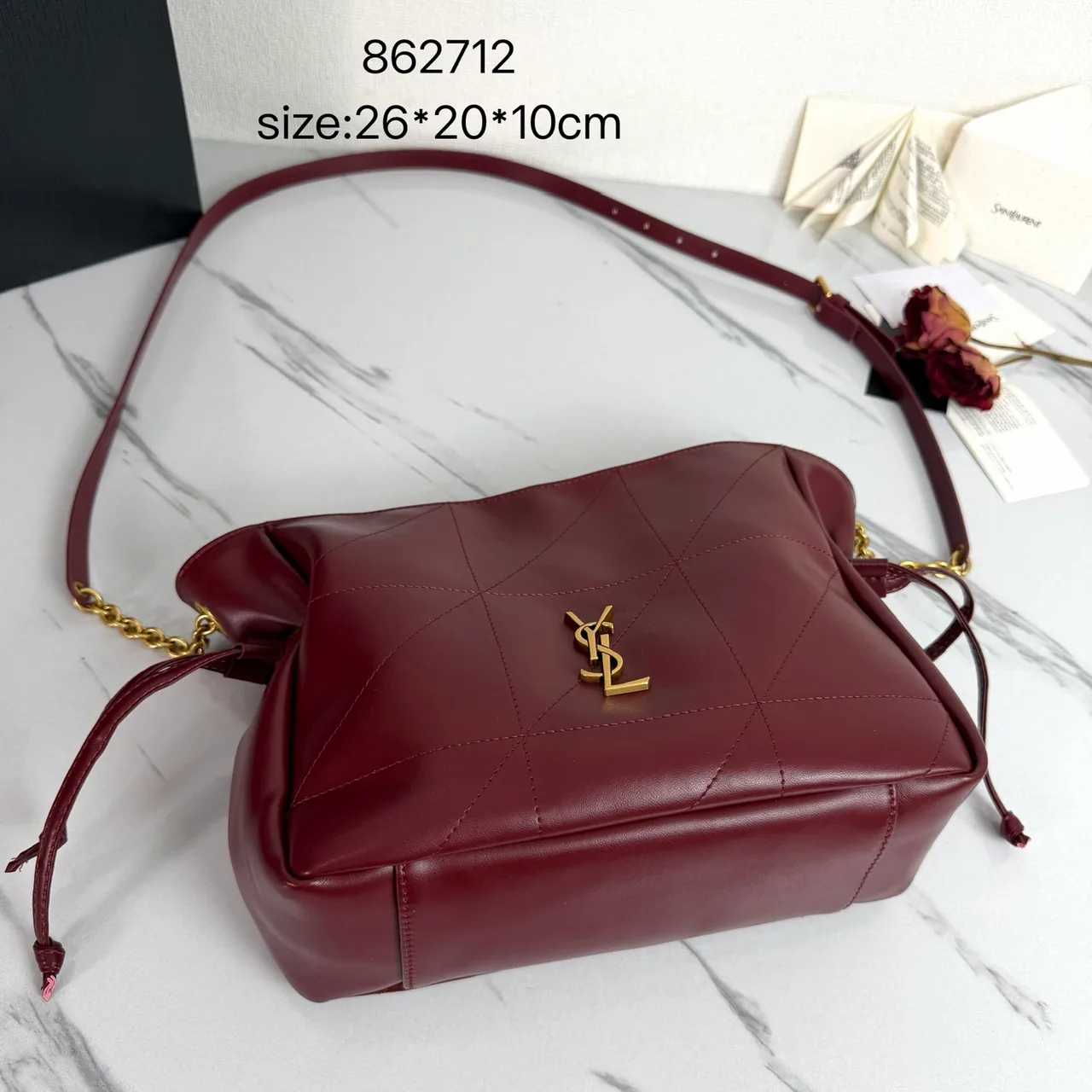 Saint Laurent Quilted Crossbody Bag in Burgundy · view 4