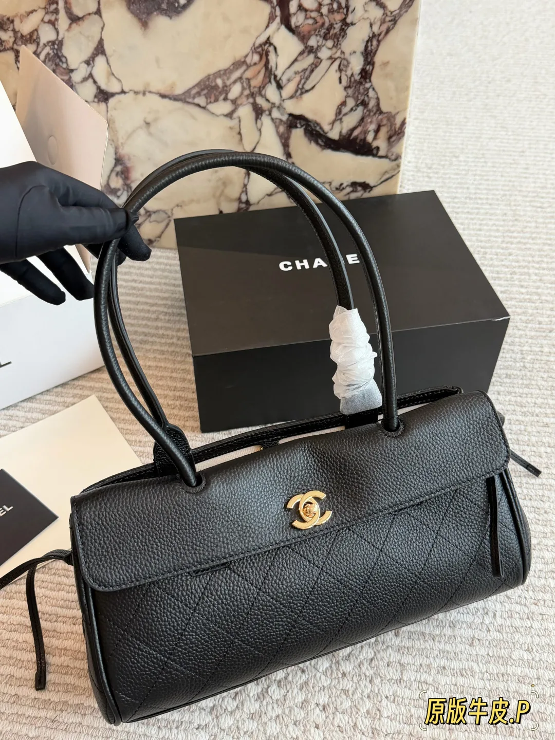 Chanel Quilted Baguette Tote in Black · view 1