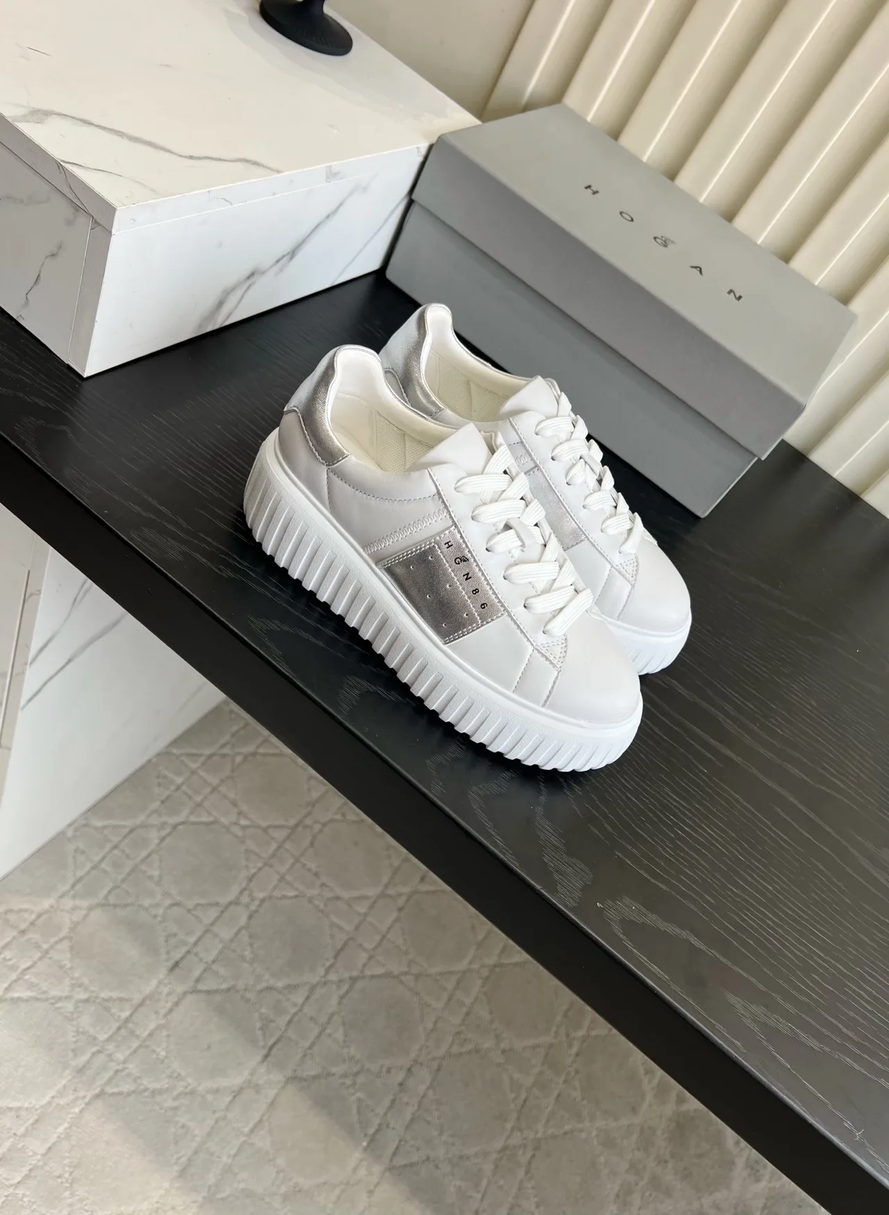 Hogan Cowhide Sneakers in White · view 3