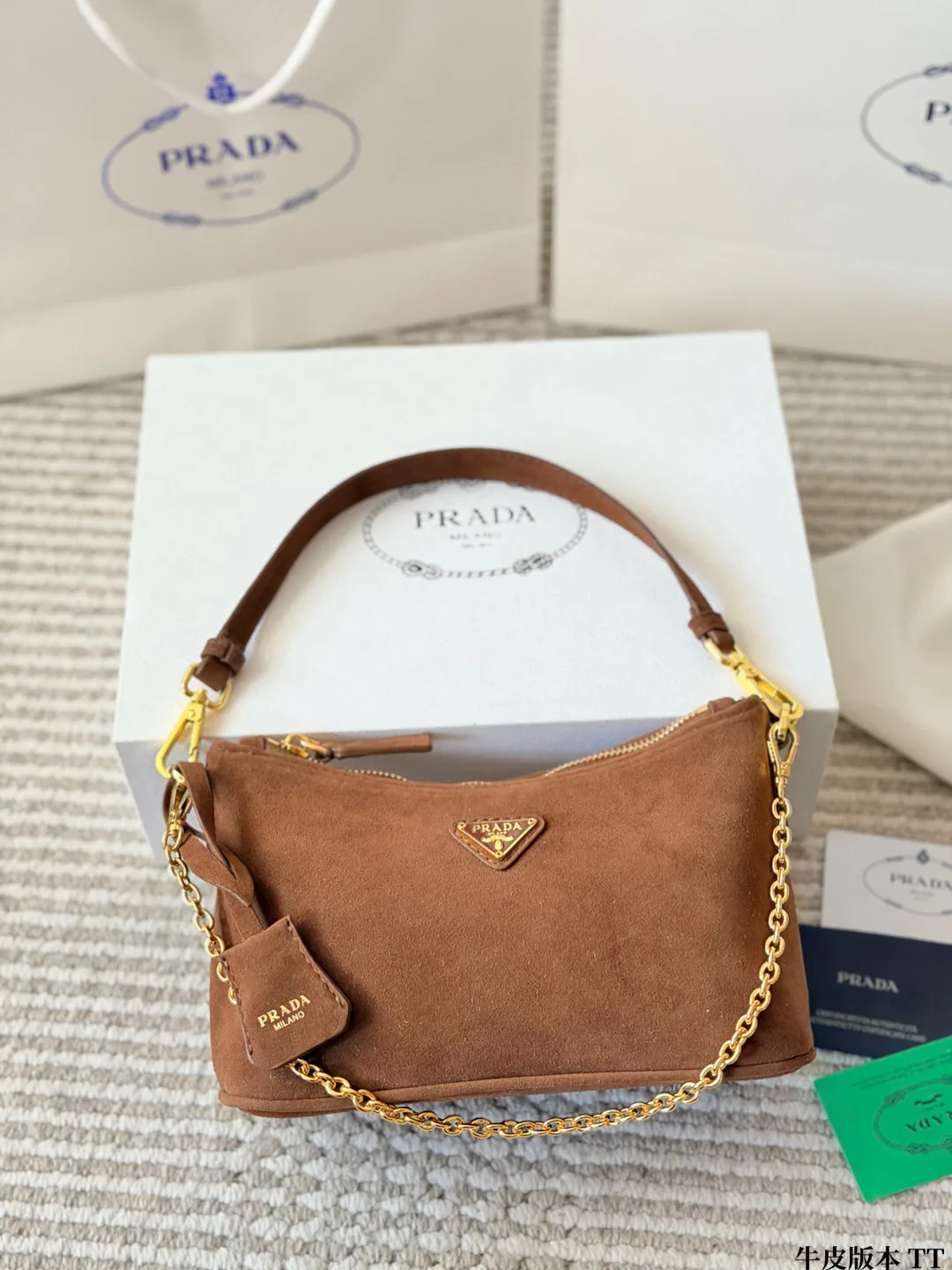 Prada Demi-Lune Bag in Black & Tan & Brown & White · view 6