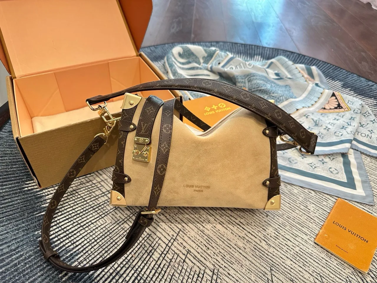 Louis Vuitton Suede Monogram Hobo Bag in Beige · view 4