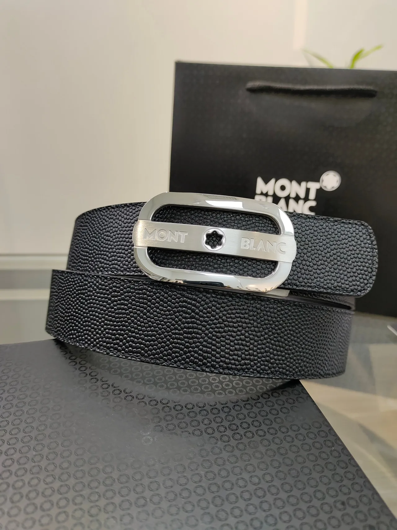 Montblanc Calfskin Belt in Black · view 4