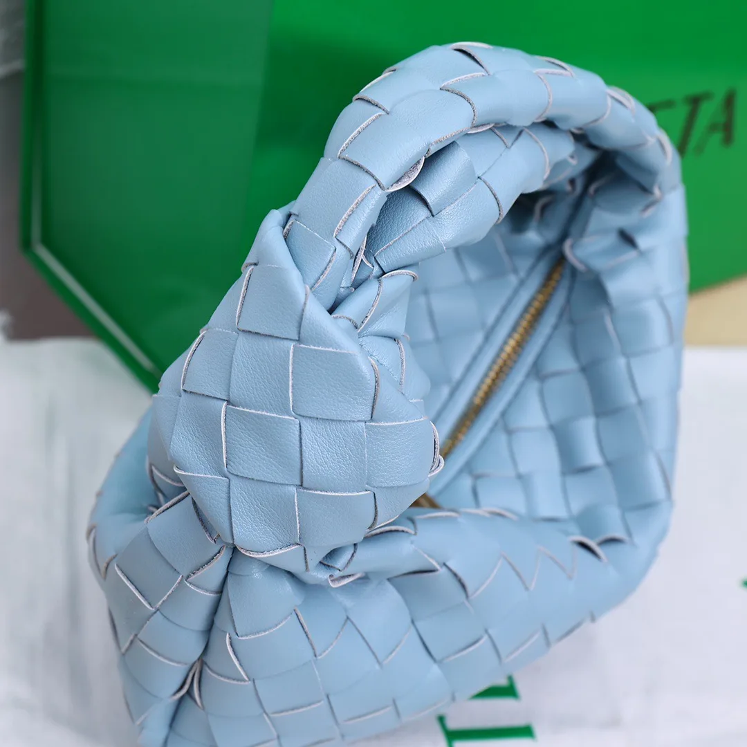 Bottega Veneta Sheepskin Woven Glossy Hobo Bag in Blue · view 6