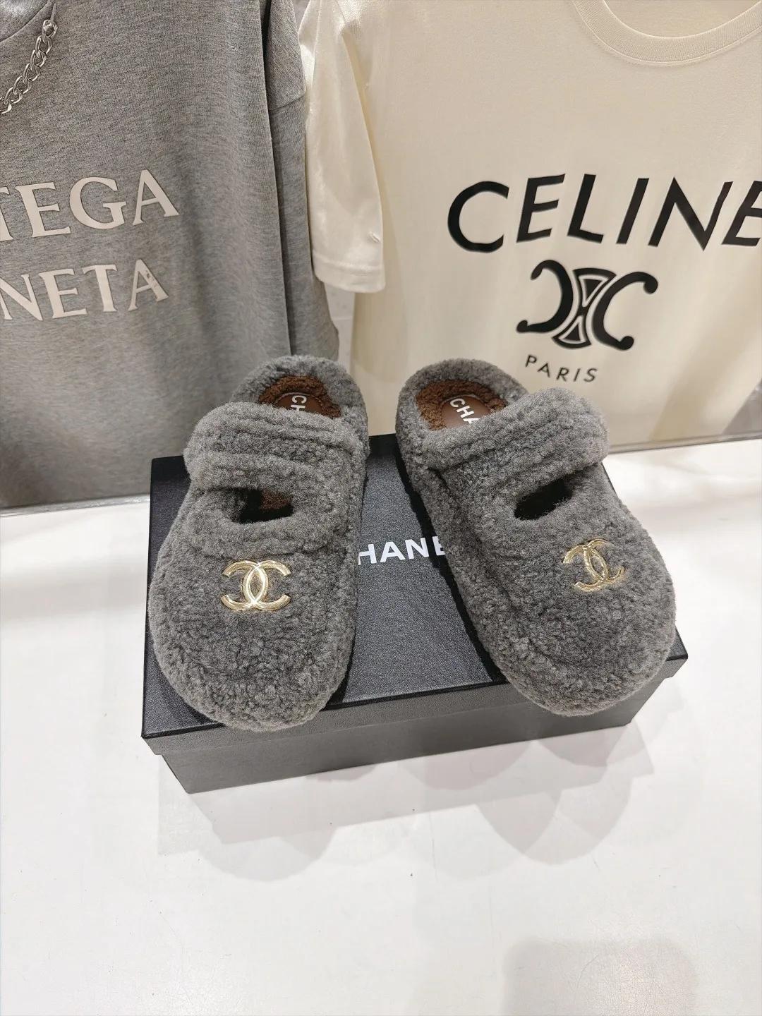 Chanel Slippers in Grey · view 2