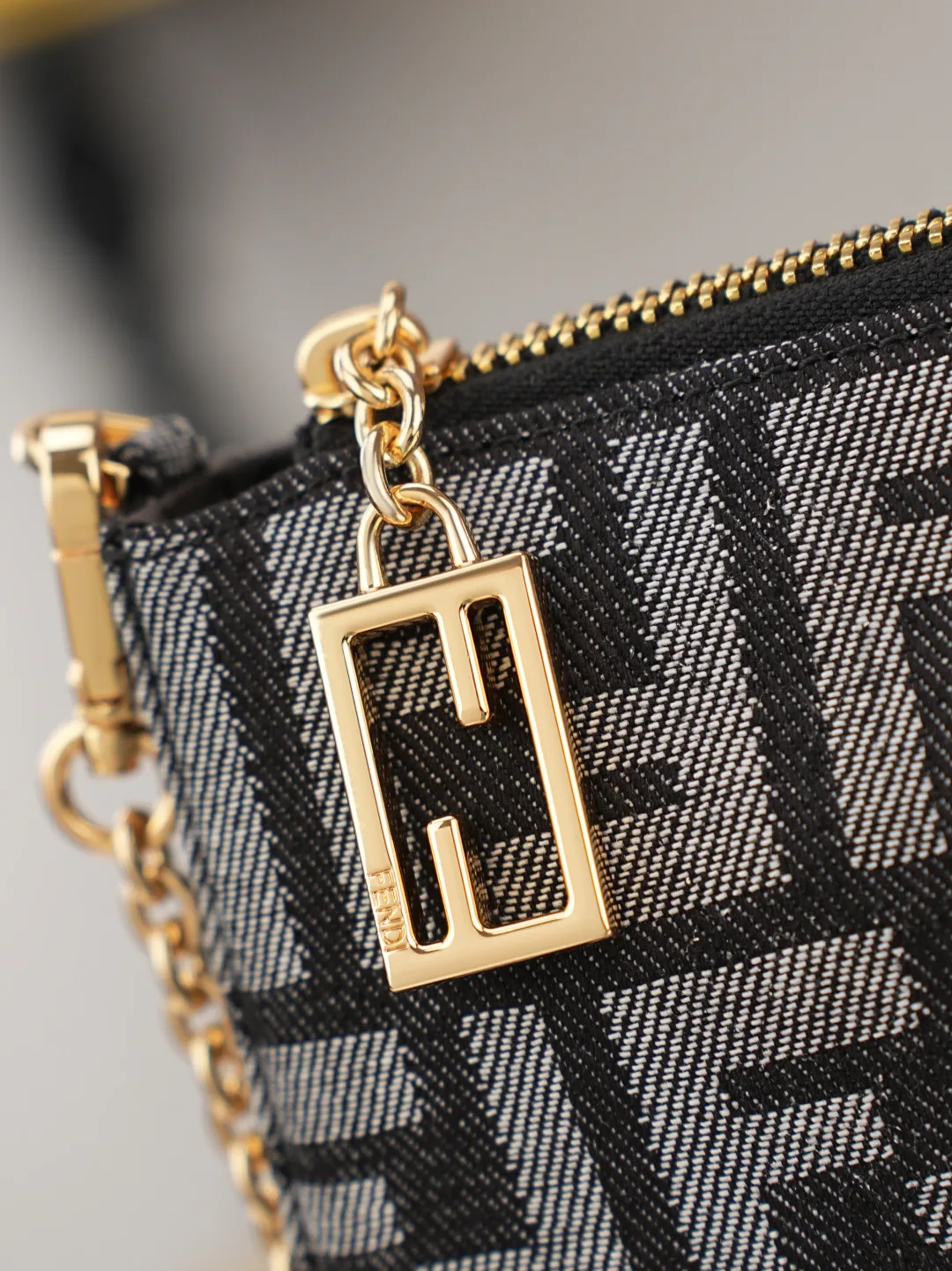 Fendi Baguette Denim Clutch in Black · view 5