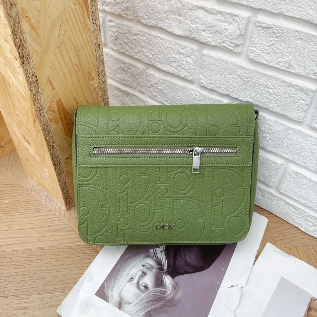 Dior Zip Messenger Bag in Blue & Black & Green · view 3