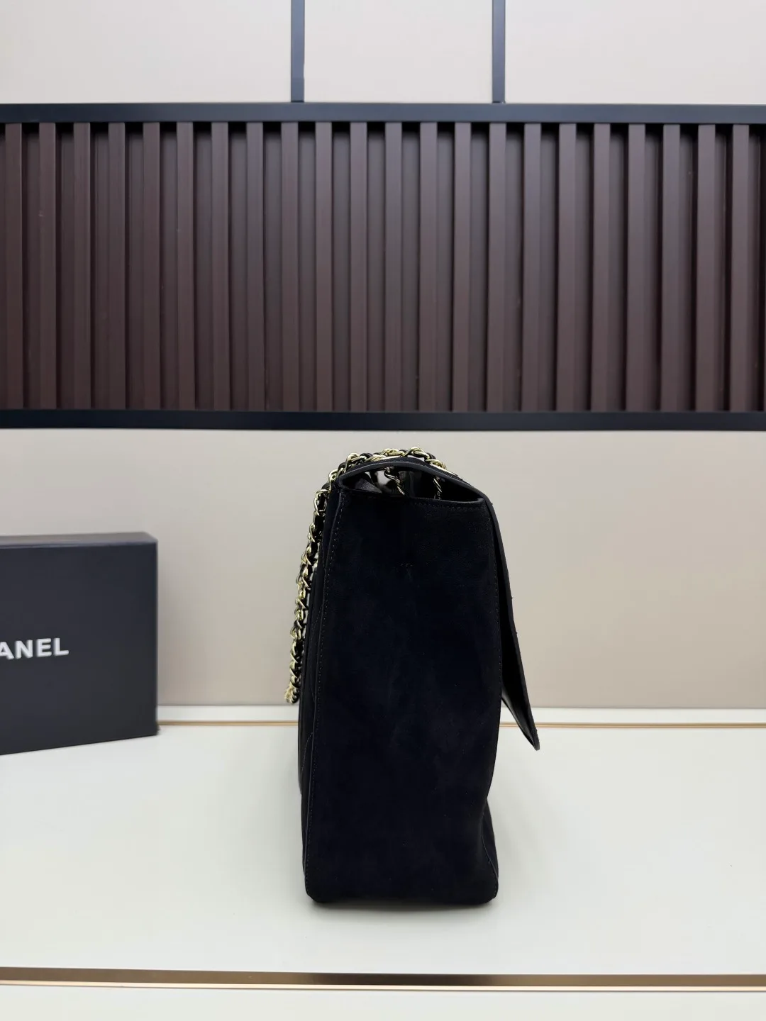 Chanel Suede Quilted Crossbody Bag in Black · view 3