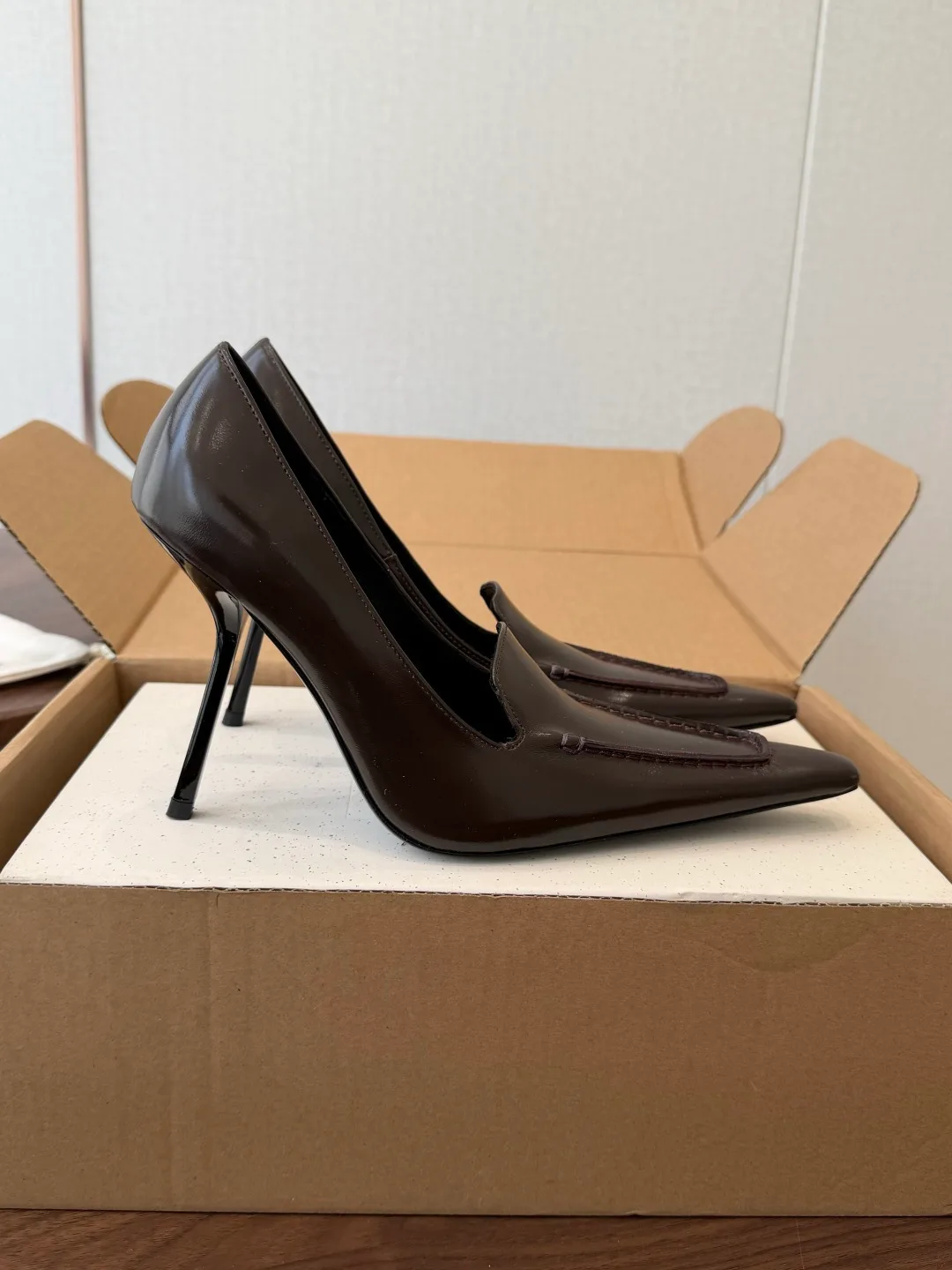 Saint Laurent Cowhide Pumps in Brown · view 2