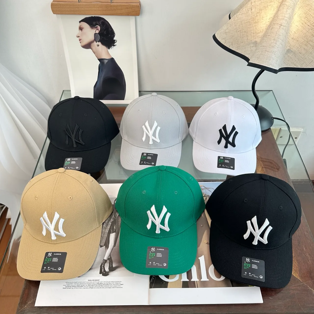NY Letter Baseball Cap in Black & Grey & White & Brown & Green · view 1