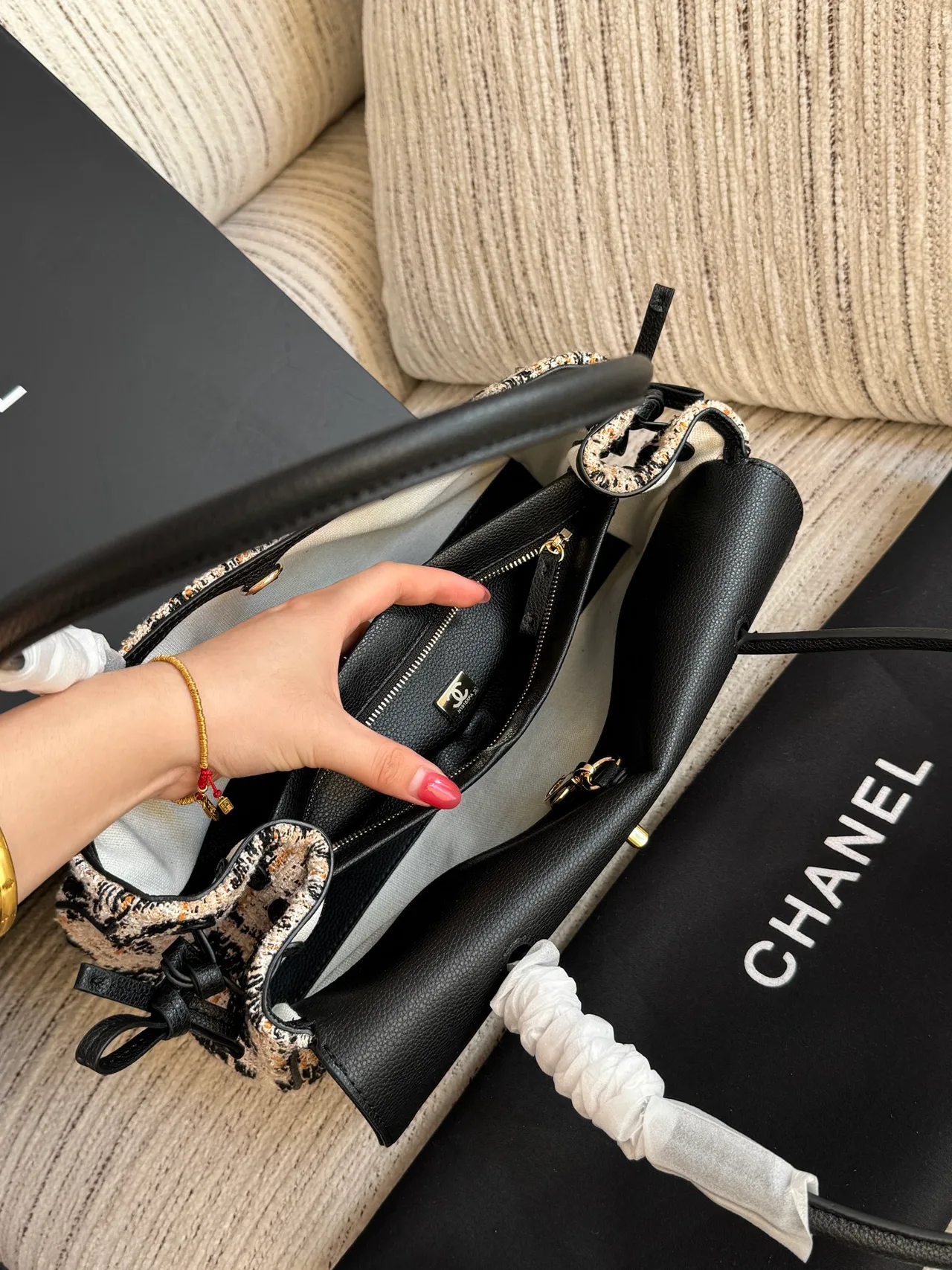 Chanel Baguette Leopard-Pattern Long-Handle Tote in Beige · view 8