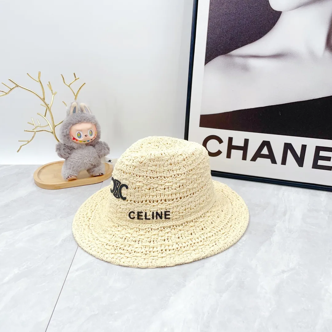 Celine Embroidered Bucket Hat in Beige · view 1