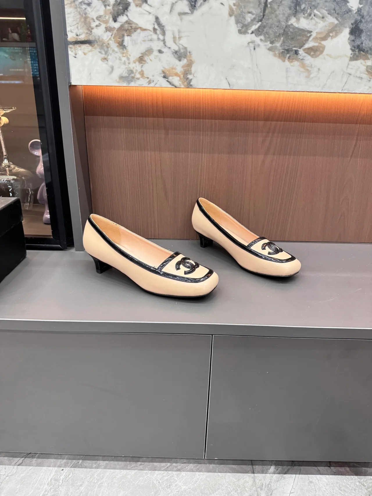 Chanel Cowhide Loafers in Beige · view 3