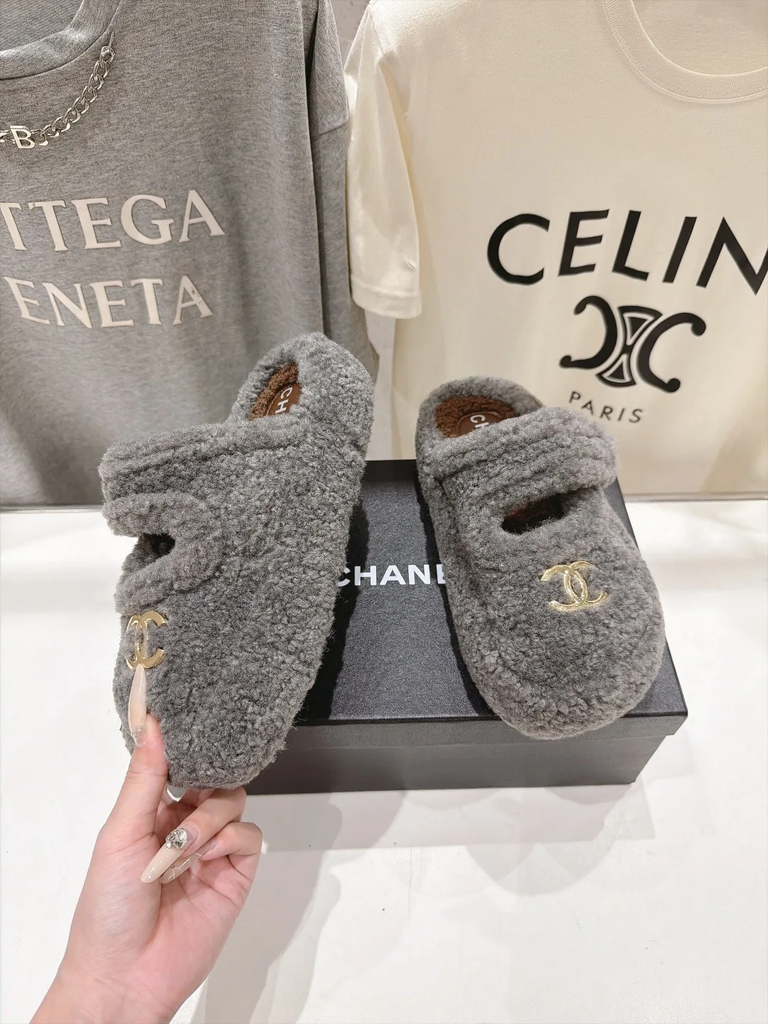 Chanel Slippers in Grey · view 4